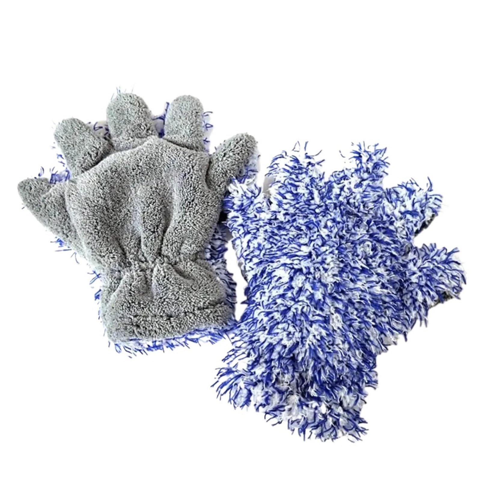 HEUchuan Fleece Car Wash Gloves 2Pcs Car Cleaning Soft Coral Fleece Water Absorb Five Finger Glove Washing Tool Suitable For And Household