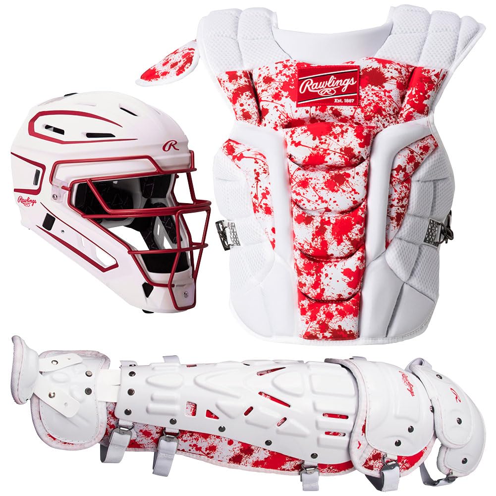 Rawlings | Velo 2.0 Catcher's Set | Baseball | Intermediate | Red Splatter