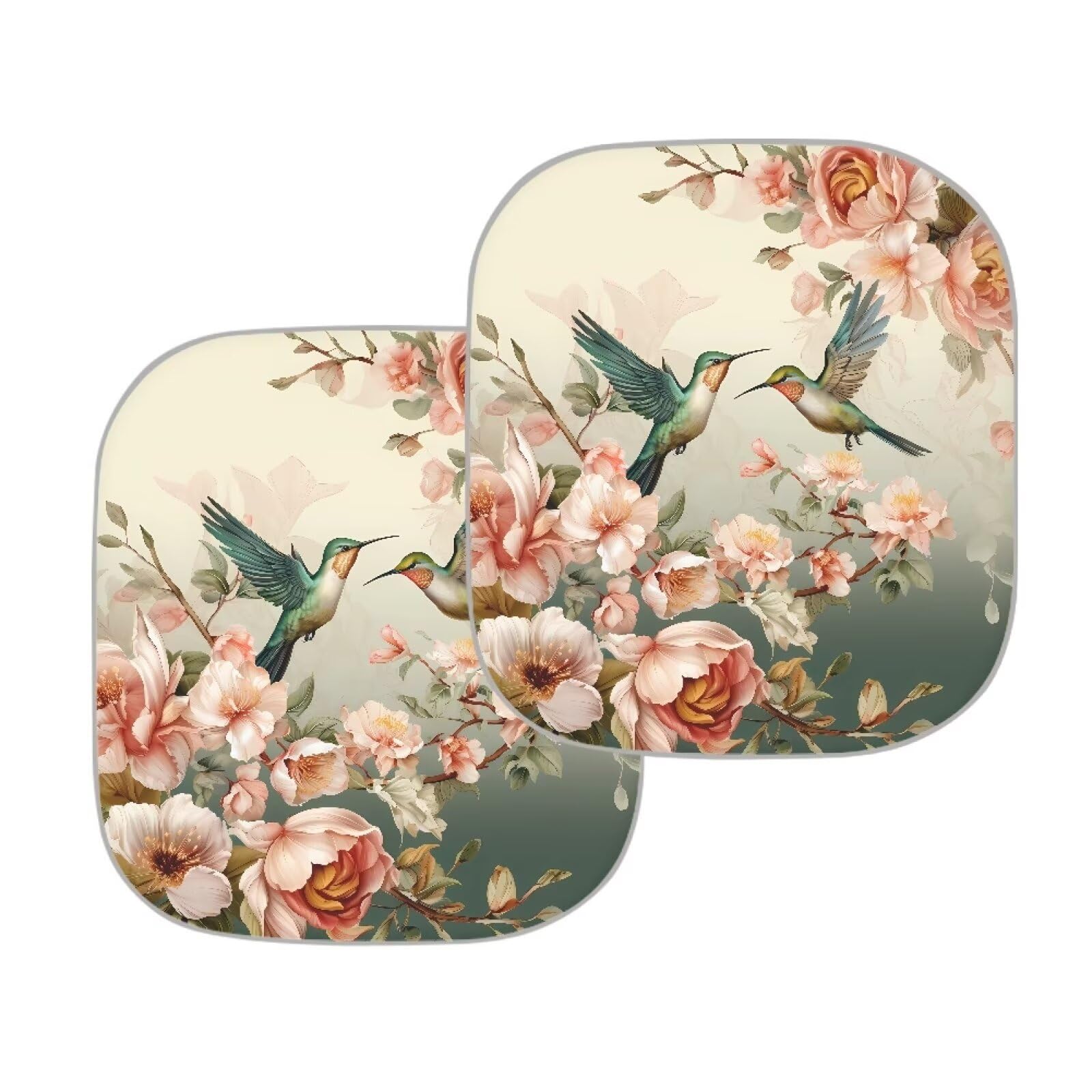 TOADDMOS Hummingbird Car Windshield Sunshades Floral Blossom Reflective Car Screen Protector,2 Pack Sun Visor for Car Truck SUV Sedan for Women Lady Gifts