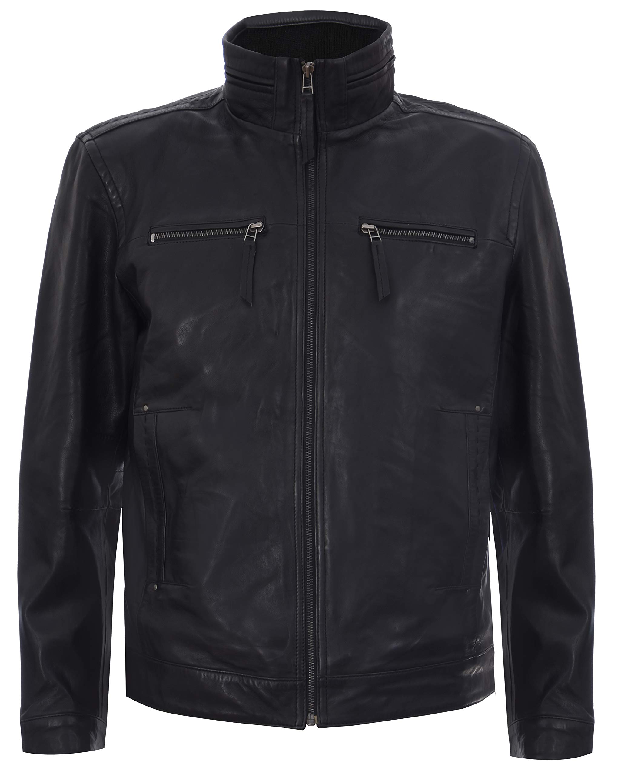 Infinity Leather Men's Black Brando Leather Moto Biker Jacket 4XL