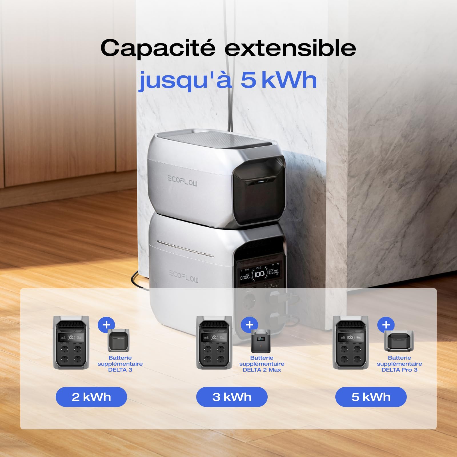 Station électrique portable EF EcoFlow DELTA 3 Plus,1024 Wh de capacité, batterie LFP, charge en 56 min, seuls quelques petits défauts dans l'emballage, le produit n'a pas été utilisé (Reconditionné) | Batterie LFP, Charge 56 min, seuls quelques petits dé