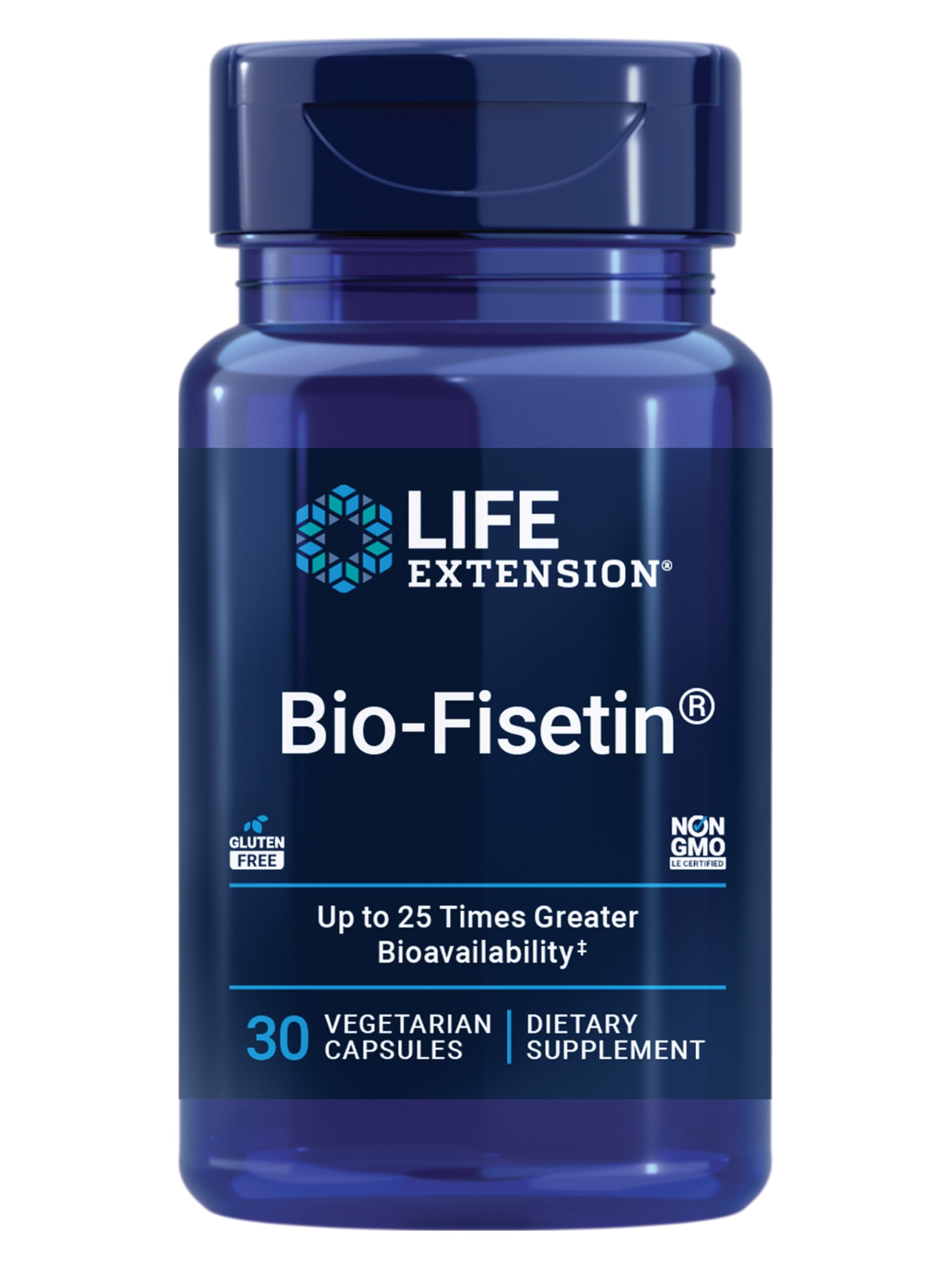 Life Extension Bio-Fisetin, Fisetin, galactomannans from Fenugreek Seed, Cellular Health, Cognitive Health, Longevity, Gluten-Free, Vegetarian, Non-GMO, 30 Vegetarian Capsules