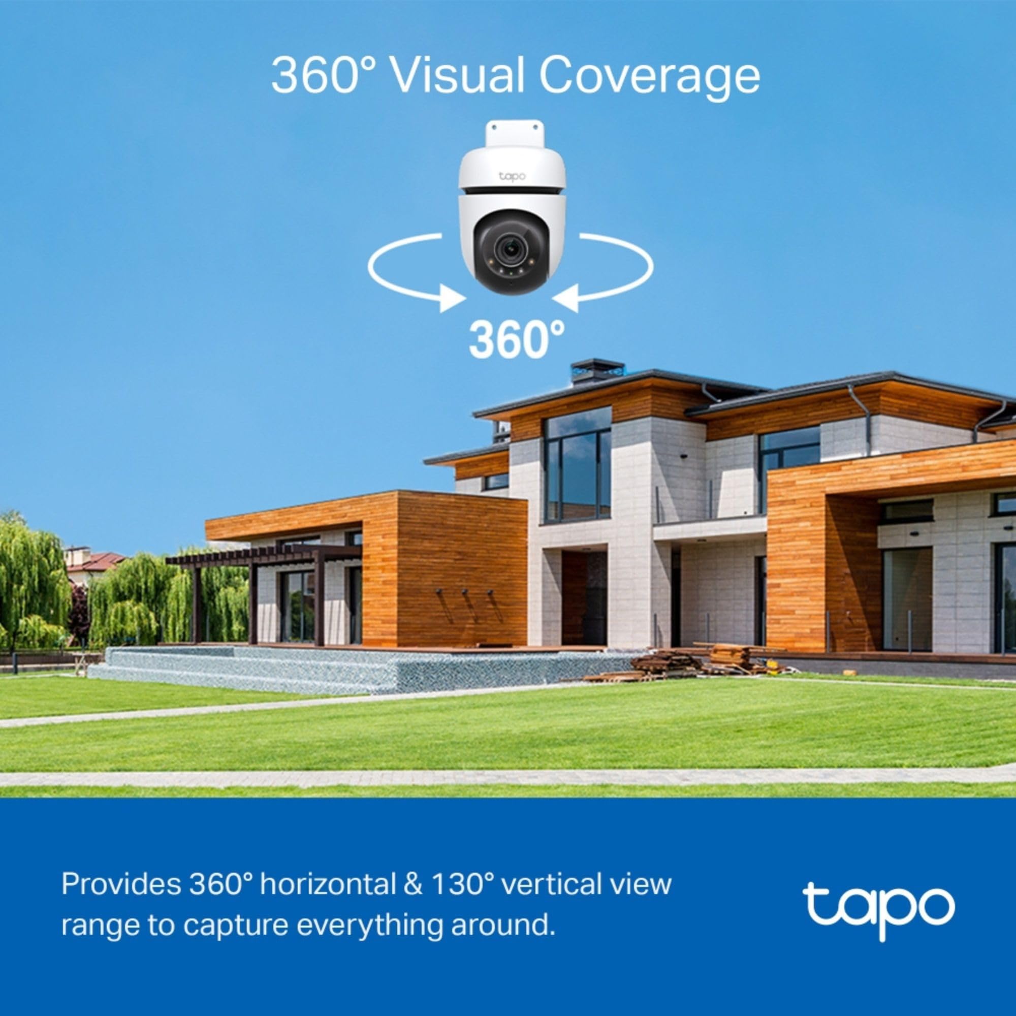 Tapo TC41 - Cámara de Seguridad para Exteriores panorámica/inclinación 2K, cámara WiFi, detección Inteligente de Personas de 360°, Seguimiento de Movimiento, visión Nocturna a Todo Color, sin Tarifa