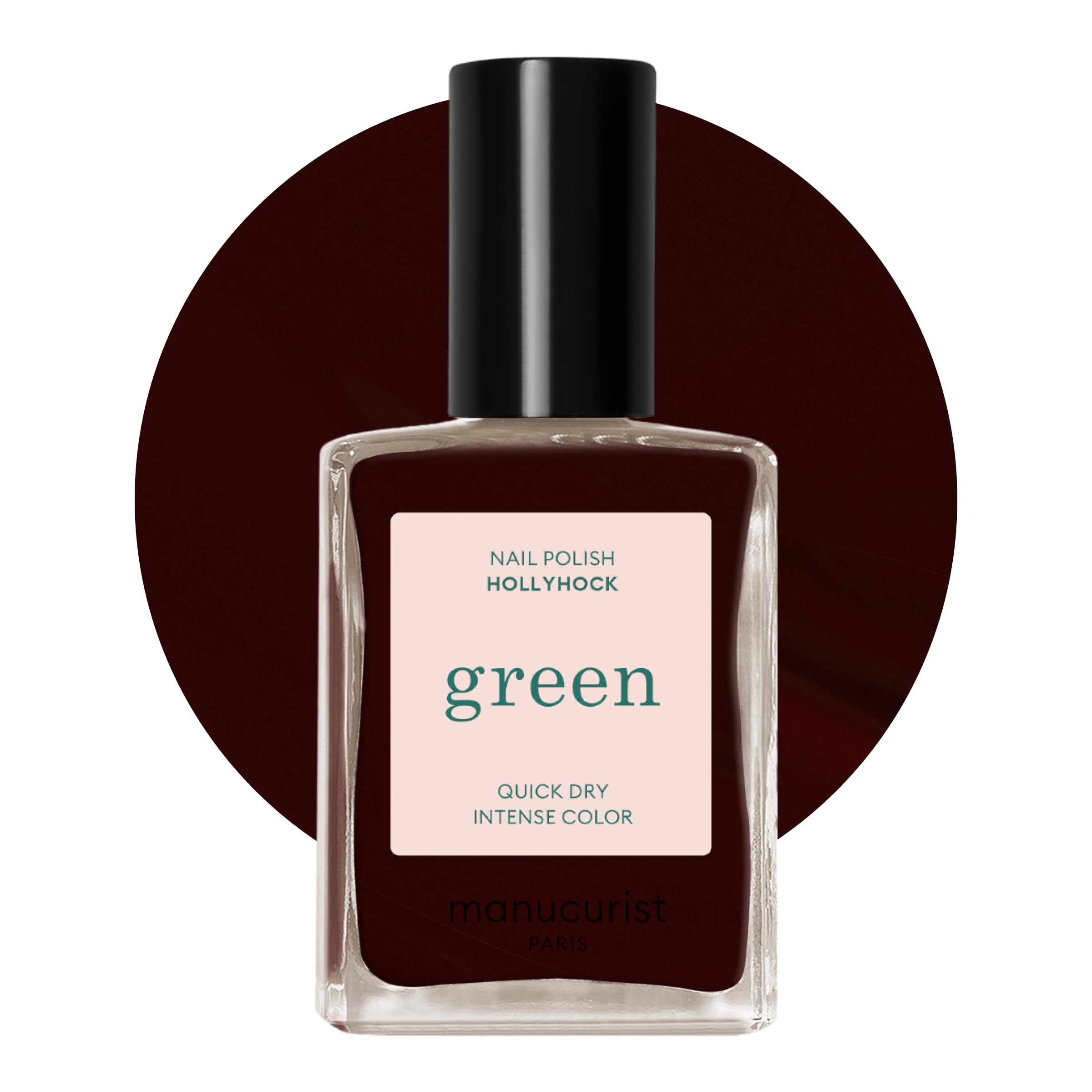 Manucurist Green Vernis à Ongles Rouge Noir Hollyhock - Vernis à Ongles Classique 9-​Free, Vegan et Bio Sourcé - Effet Manucure Professionnelle - Nail Polish - Made in France - 15ml
