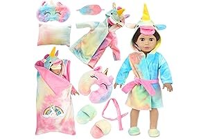 American Girl Doll Clothes and Doll Sleeping Bag Set - Rainbow Unicorn