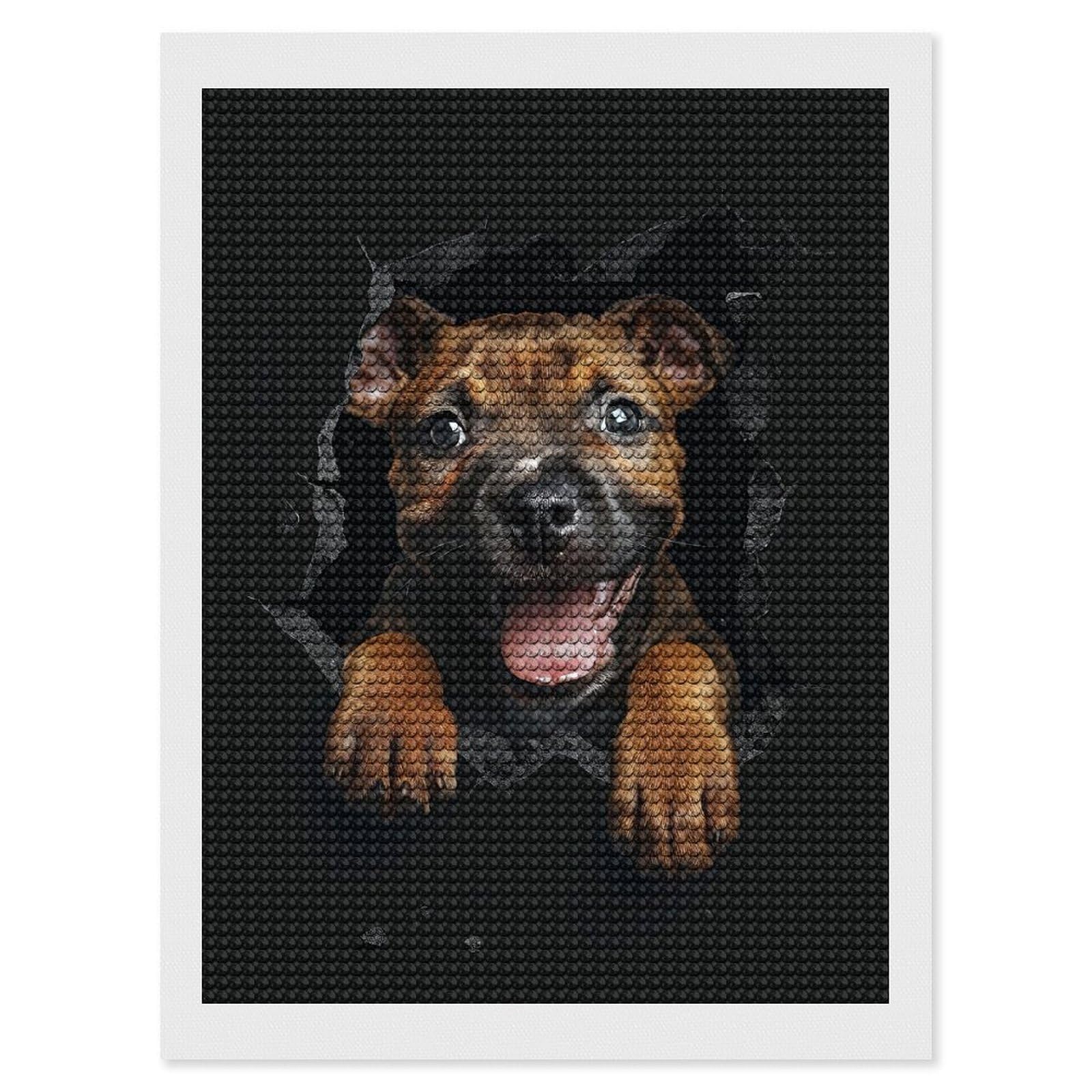 Junmoney Staffordshire Bull Terrier DIY Diamond Art Canvas Kit 12"x16", Christmas Gift, for Family Craft Time, Leisure Activity, Home Wall Art