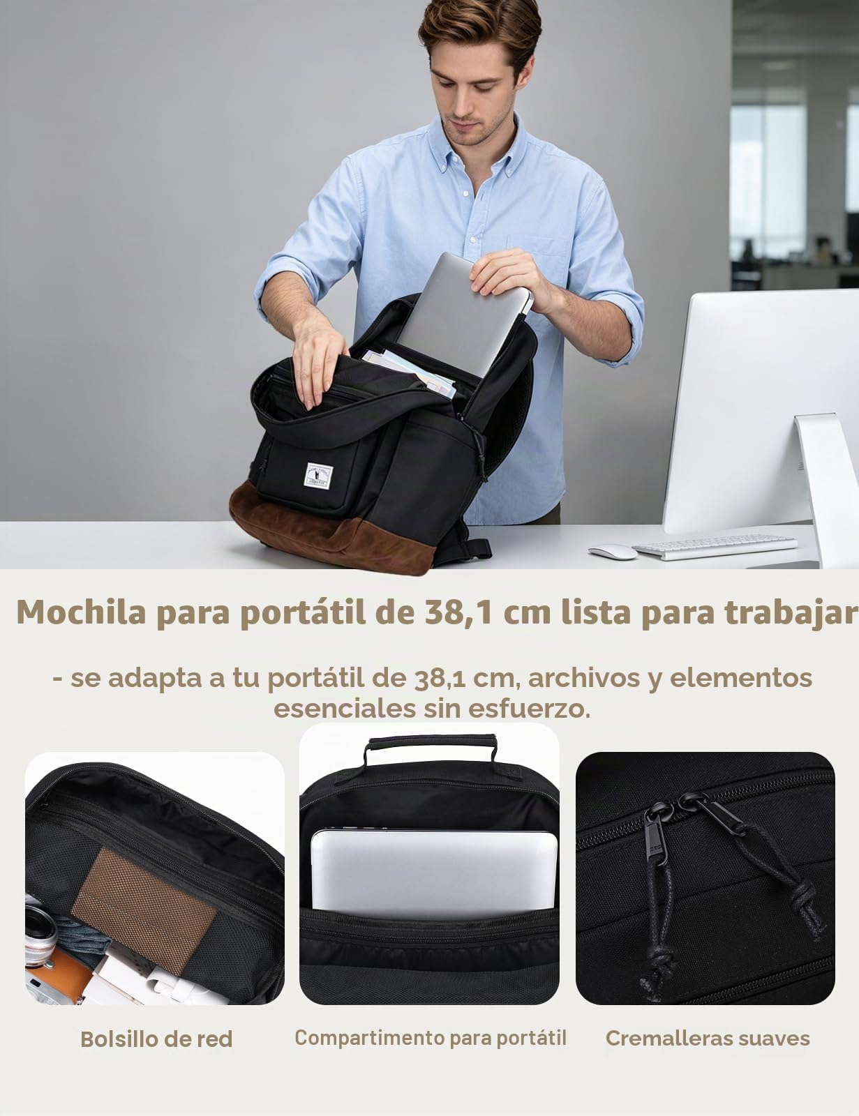 VX VONXURY Mochila Portátil, para Hombre y Mujer Universitarios 15.6 Pulgadas Antirrobo e Impermeable - Unisex para Trabajo, Instituto, Viaje Negocios