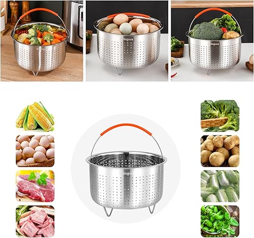Miniatura 3 de Cesta de vapor para olla instantánea, cesta de vapor de verduras de acero inoxidable para ollas (3 cuartos de galón)