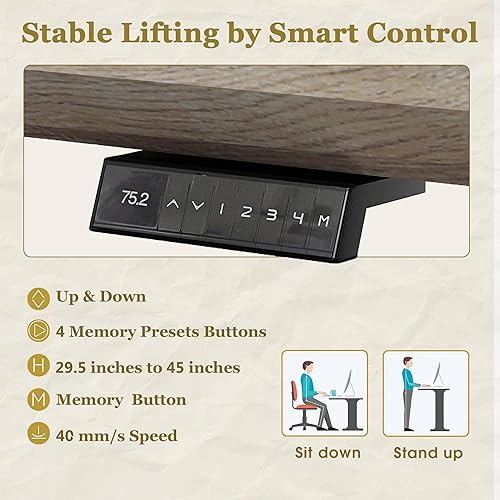 Miniatura 4 de SAINTCY Escritorio ejecutivo de pie en forma de L de 70.87 pulgadas con cajones, escritorio grande y moderno de altura ajustable para oficina en