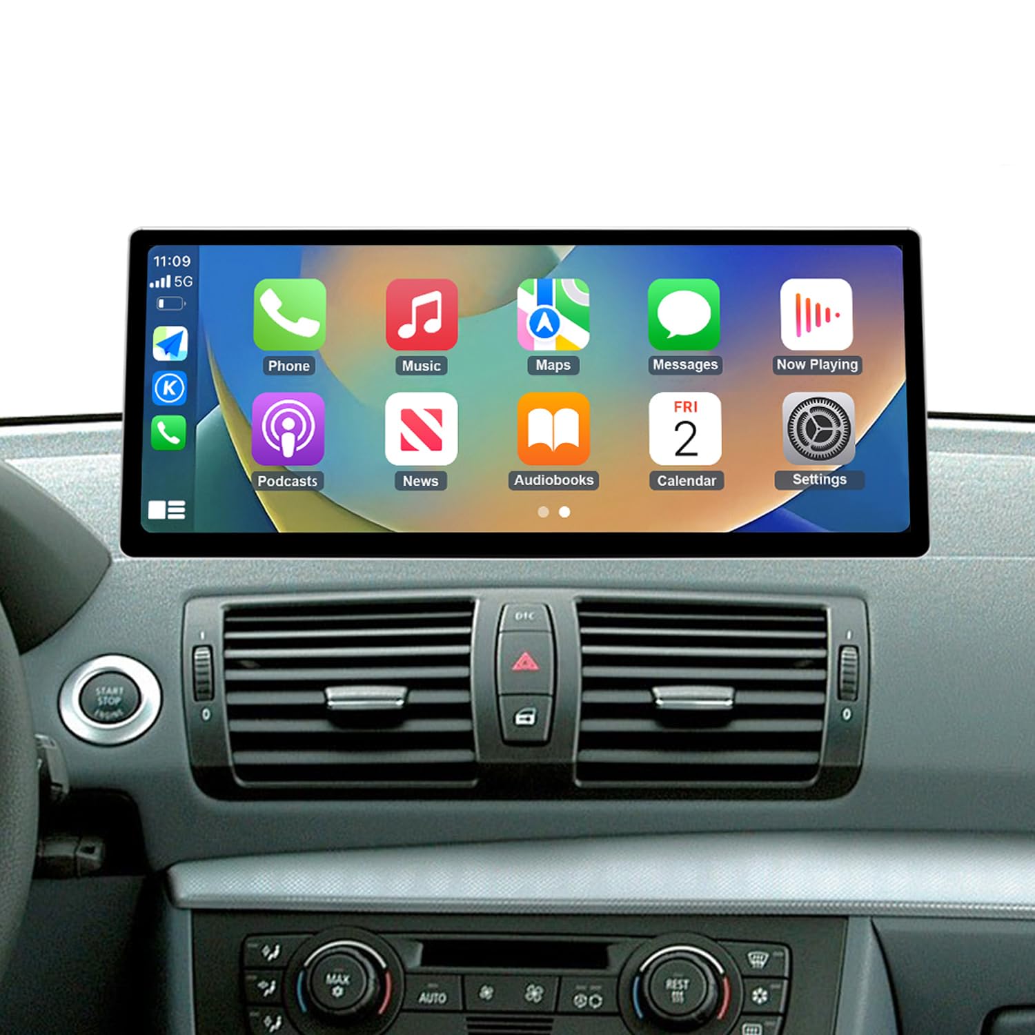Road Top Radio samochodowe CarPlay, ultra cienki ekran dotykowy do samochodu BMW serii 1 E81/E82/E87/E88 (2004-2008) z systemem CCC, radio samochodowe z CarPlay/Android Auto/MirrorLink