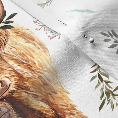 Miniatura 13 de Spoonflower Tela - Pink Spring Highland Cow Floral Calf Scottish Printed on Minky Fabric Fat Quarter - Cobijas de bebé de costura de felpa