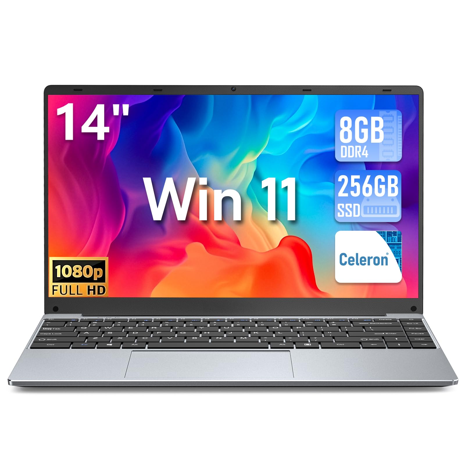 FUNYET Computer Portatile, N5095 (fino a 2,9 GHz), 8 GB RAM 256 GB SSD Win 11 Pro 14.1" IPS FHD 1920 * 1080 PC Portatile, Convertibile 180° Laptop Mini HDMI, DC, WiFi, USB3.0×2, Bluetooth 5.0