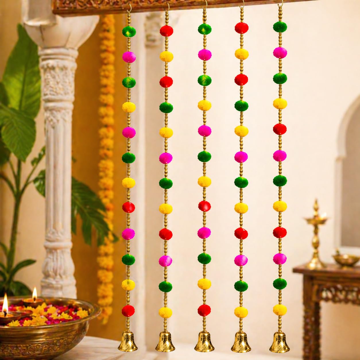 Bindian Pom Pom Chakri - Festive Wall Decor -14 Bindian Pom Pom Chakri - Festive Wall Decor -14