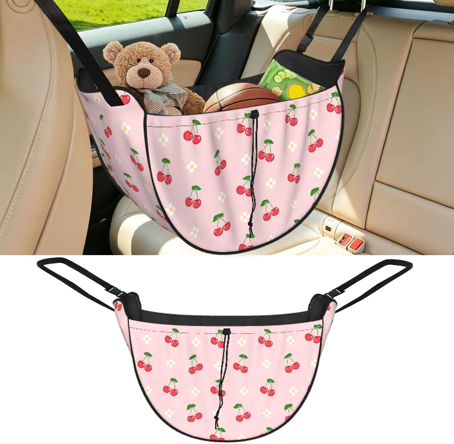 Car Seat Organizer,Large Capacity Cherry Blossom Backseat Storage Bag