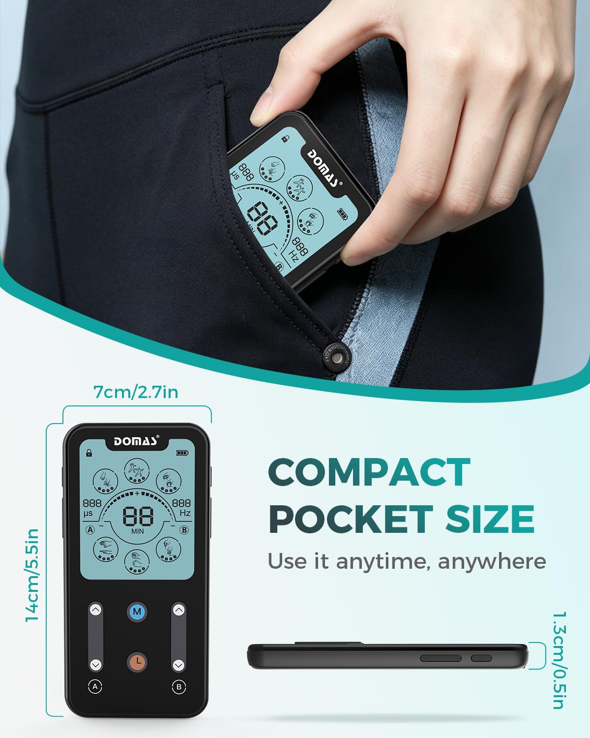 DOMAS TENS Unit Muscle Stimulator: 24 Modes Dual Channel EMS Machine with 24pcs Electrode Pads for Shoulder, Back Pain Relief, Suitable for Seniors, Office Workers, Fitness Enthusiasts and More — Amazon image 5