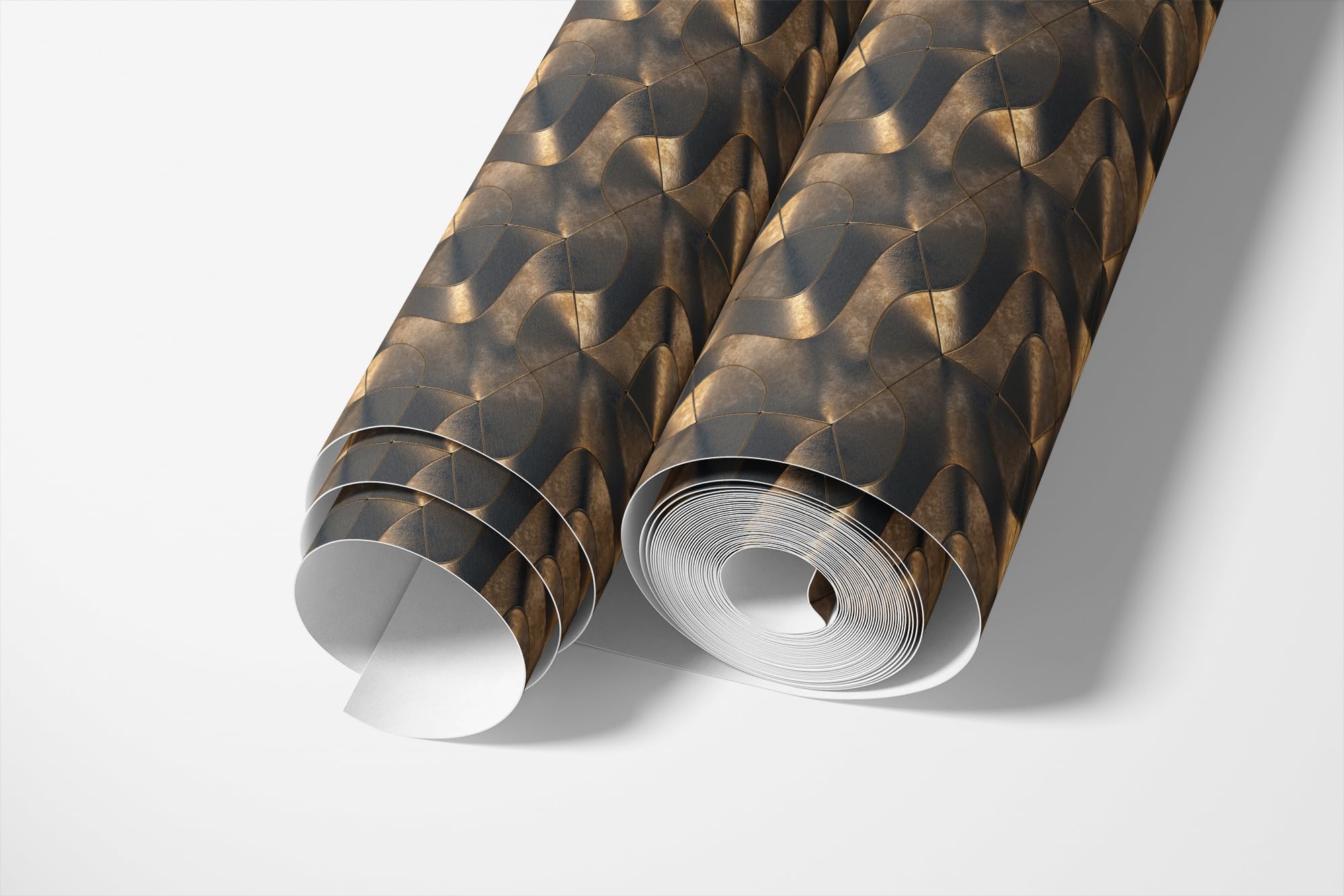 Tapeta samoprzylepna folia meblowa geometryczny wzór fali 3D ciemne złoto