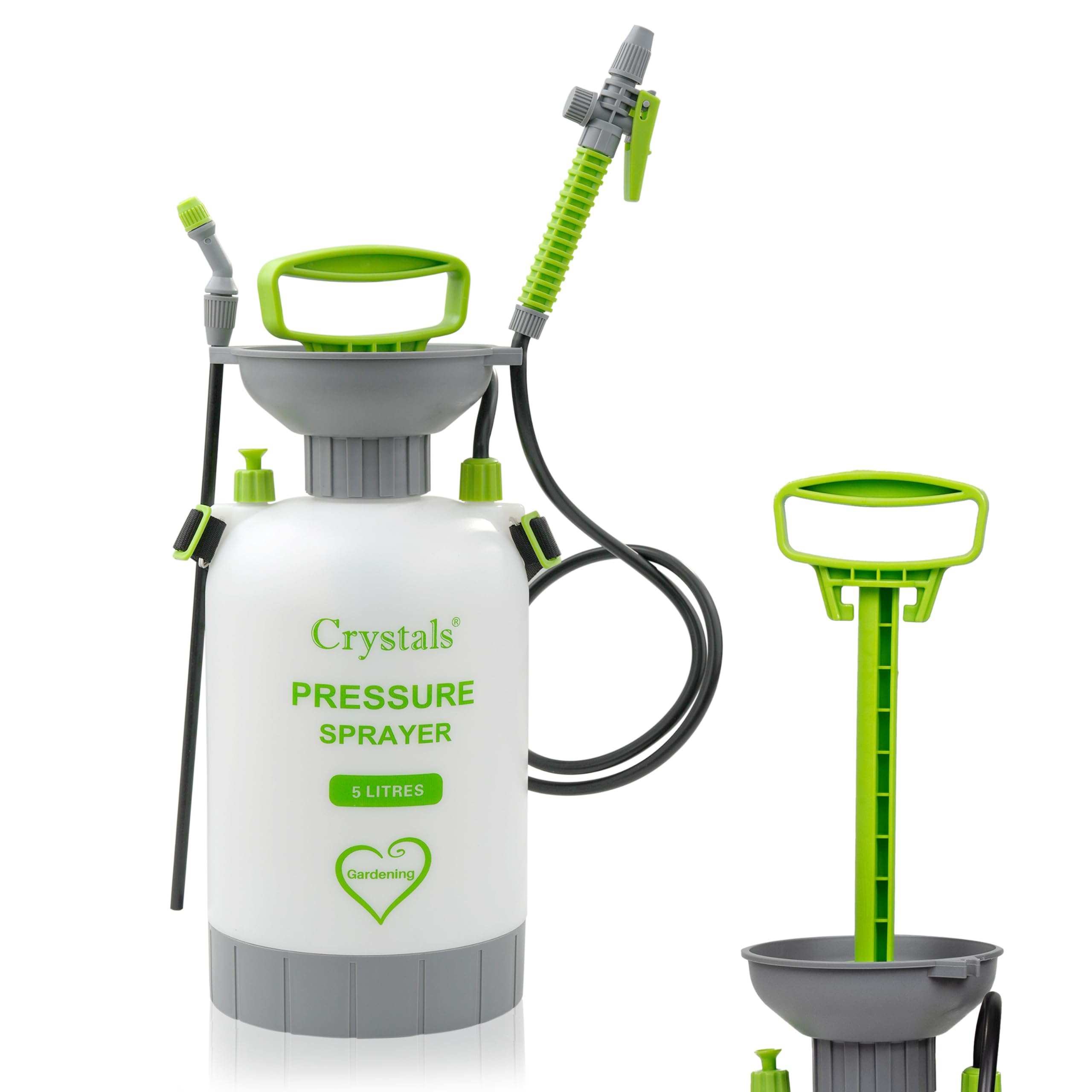 Crystals 5L Spray Bottle, Handheld Garden Pressure Sprayer – Manual Pump Action Water Spray Bottle with Adjustable Nozzle, Outdoor Use Cleaning, Heavy Duty Weed Killer & Fertiliser Sprayer for Plants