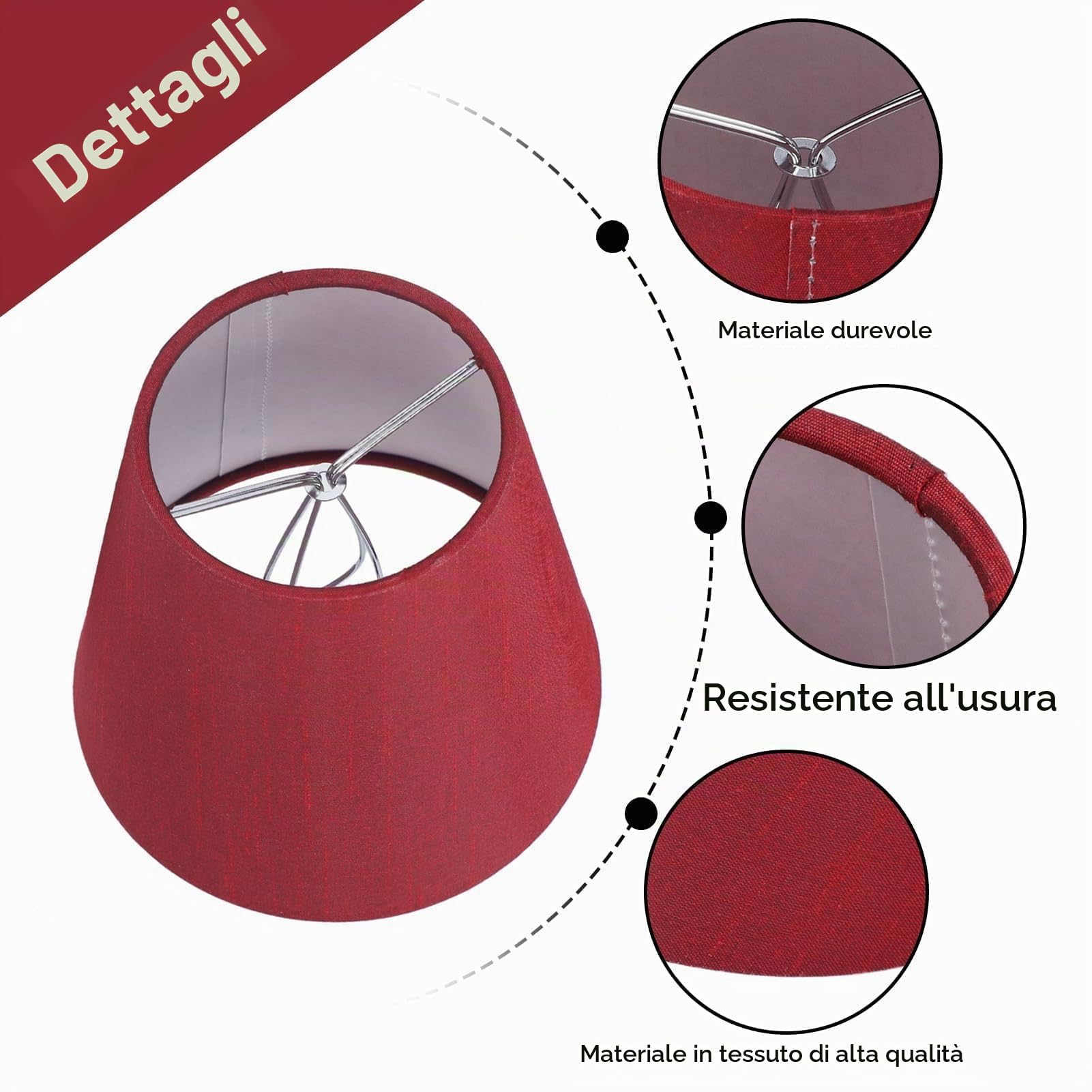 Cyrank Paralume lampadario in Tessuto E14, Set di 6 Paralume a Clip Moderno Paralume a Sospensione Paralume per lampade da Parete da Terra da Tavolo(Vino Rosso)