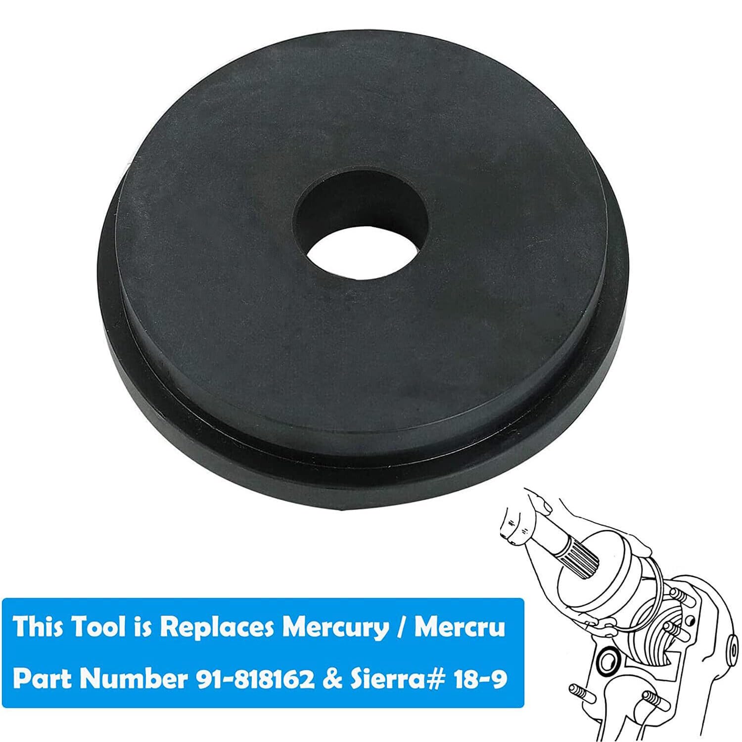 Bellow 818162 Outil d'installation d'anneau pour Mercury MerCruiser Bravo Alpha One Gen 2 Blackhawk modèles Remplace Mercury Mariner 91-818162 43577 Sierra 18-9870 Mallory 79821