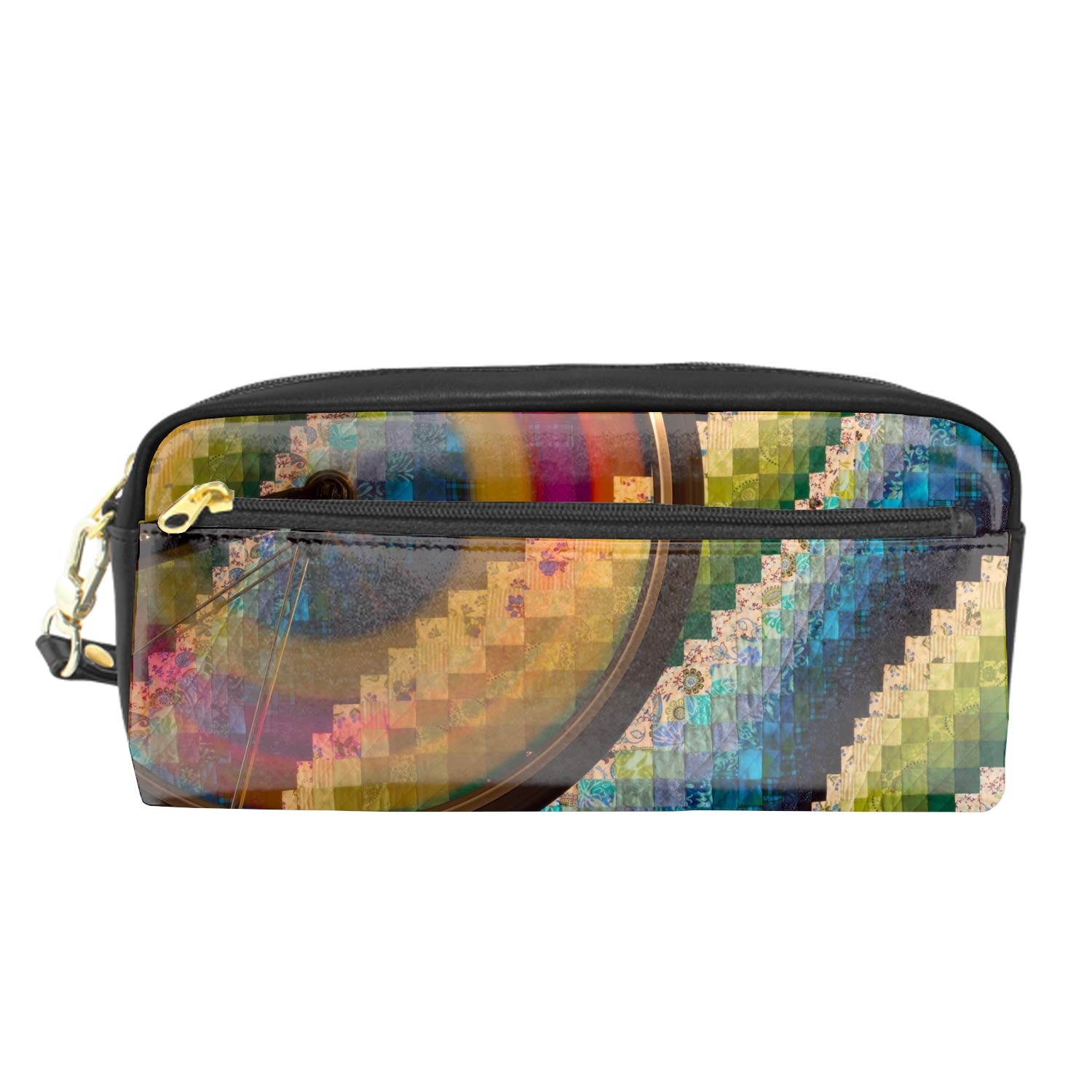 Amazon 文房具 筆箱 かわいい自転車のタイヤの抽象的なカラフルな 贈り物 ギフト レザーペンケース シンプル 小物 化粧品収納 ペンケース 文房具 オフィス用品