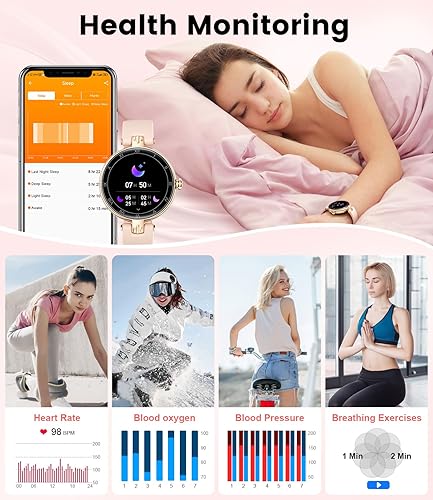 Miniatura 6 de Reloj inteligente para mujer, respuesta Bluetooth, haz llamadas para Android iOS 1.1 pulgadas, AMOLED, reloj inteligente para mujer, monitor de