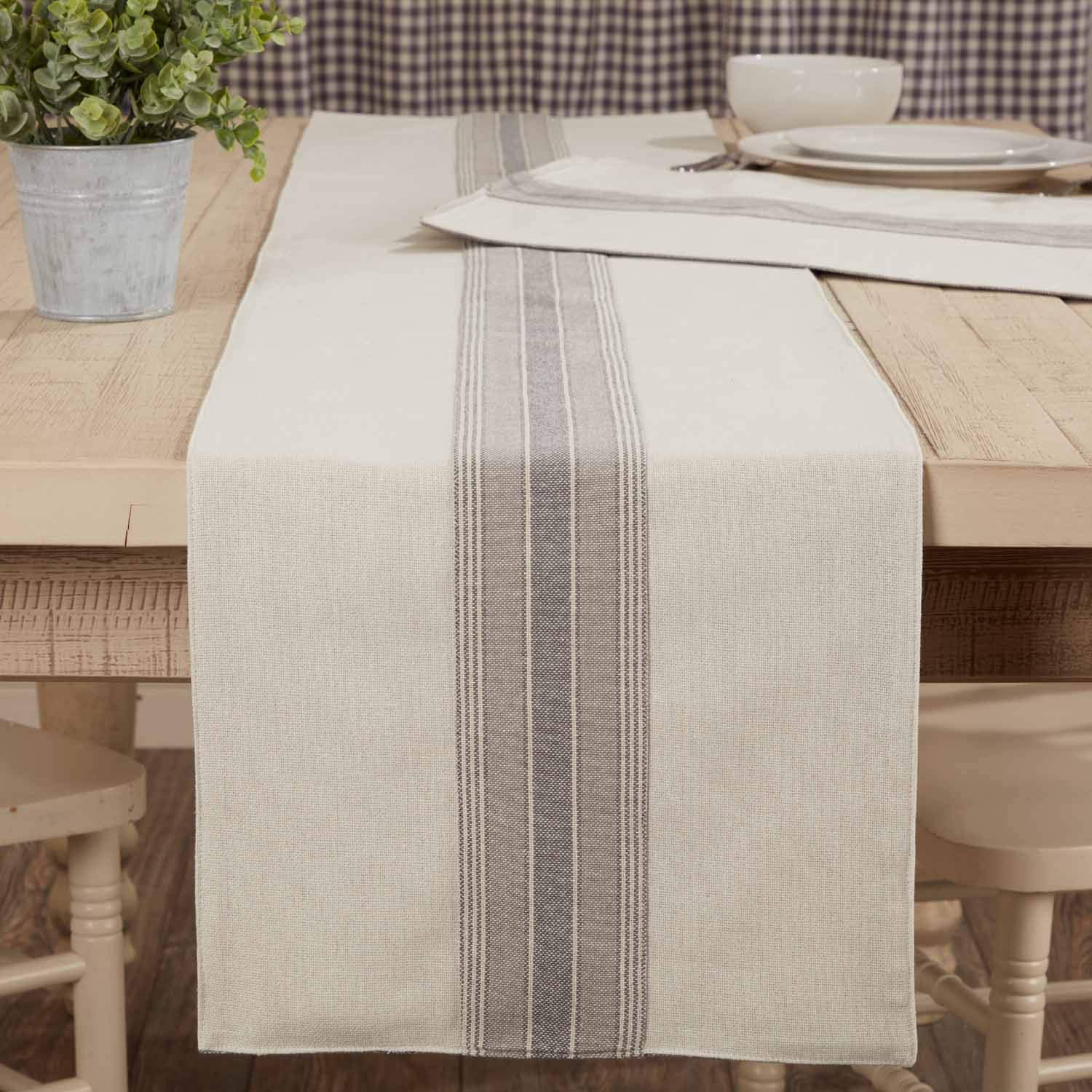 Buy Piper Classics Gray Gables Striped Table Runner, 54" Long, Grain Sack Stripe Farmhouse
