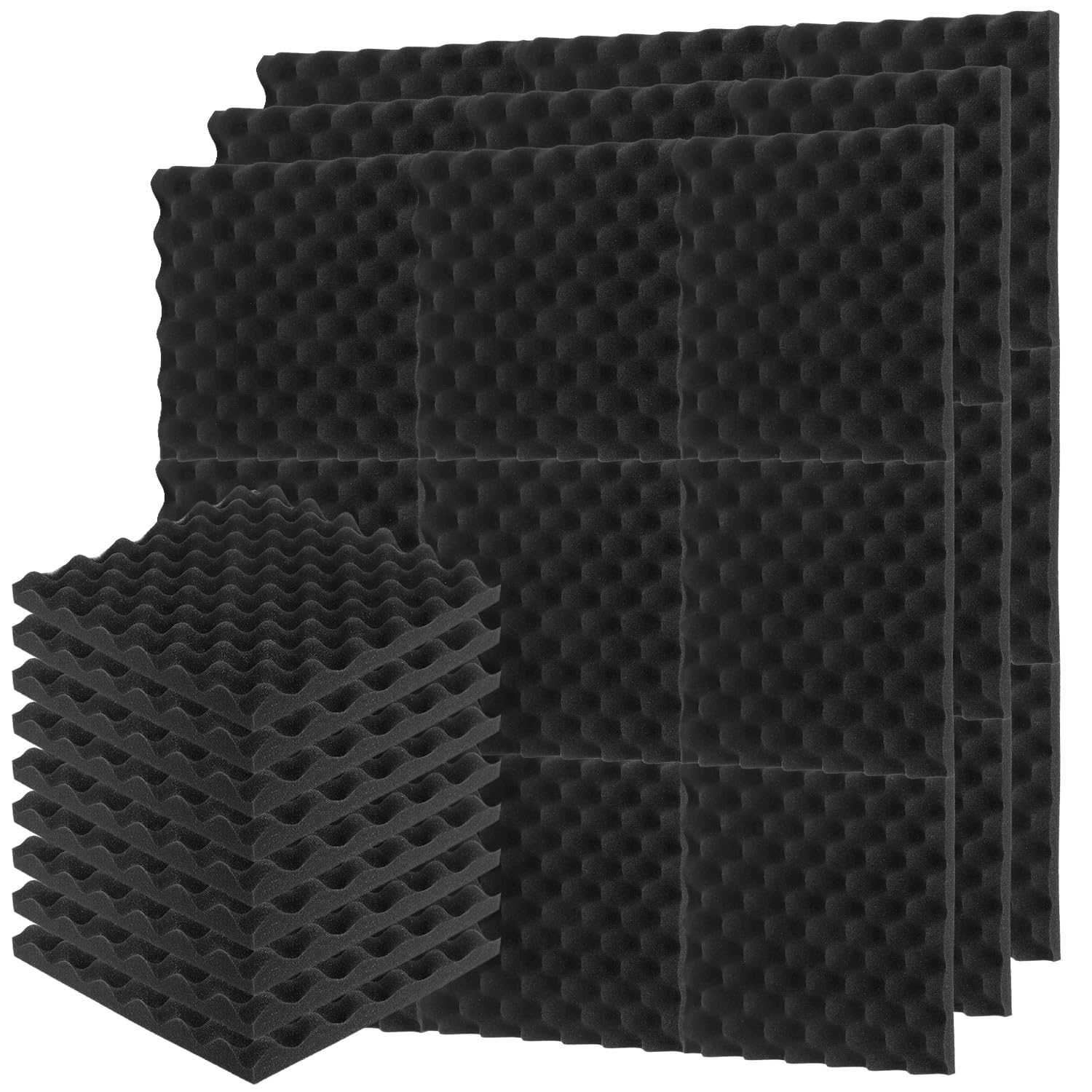 QWORK® 36 pezzi di schiuma acustica per ambiente - 30 x 30 x 3 cm pannelli schiuma a forma di uovo per il controllo del suono e l'assorbimento dell'eco, per soffitti e pareti