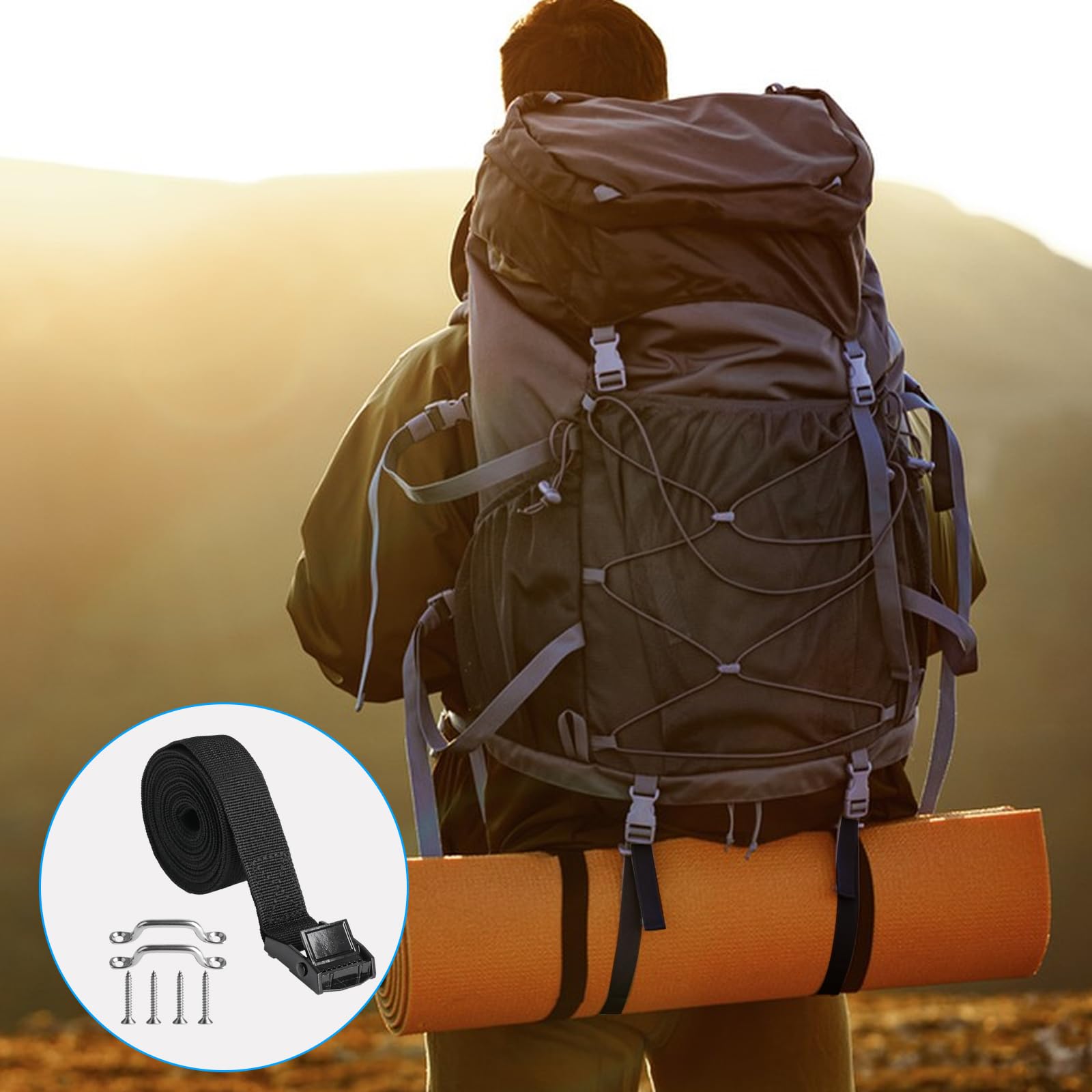 Kit di 2 cinghie per scatola batteria da 118 pollici / 10 piedi (300 cm / 3 metri), staffa in acciaio inossidabile e viti per barca, auto