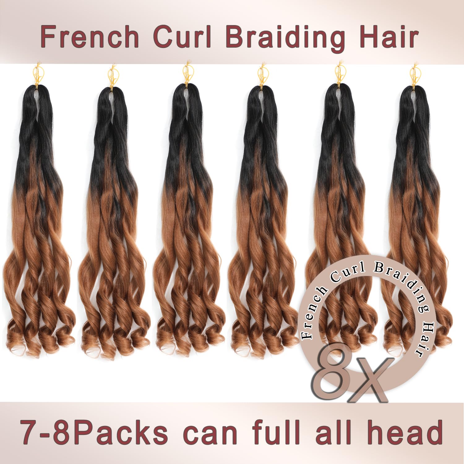 8 Packs Curly Braiding Hair 14 Inch Pre Stretched Curly Braiding Hair Crochet Braiding Hair T30# 14 Inch, 14 Inch (Pack of 8) - Image 4