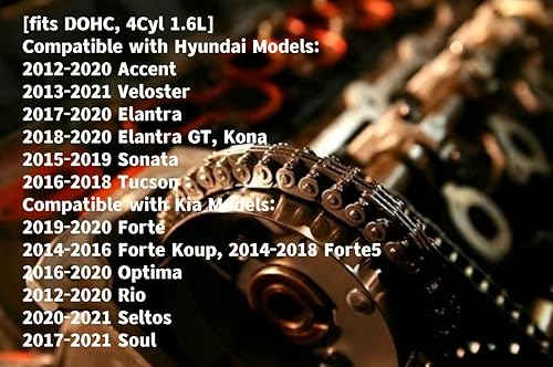 Miniatura 2 de Kit de cadena de distribución del motor 24321-2B620 24410-2B700 24420-2B611 compatible con Hyundai Accent, Elantra GTKona, Sonata, Tucson, Veloster