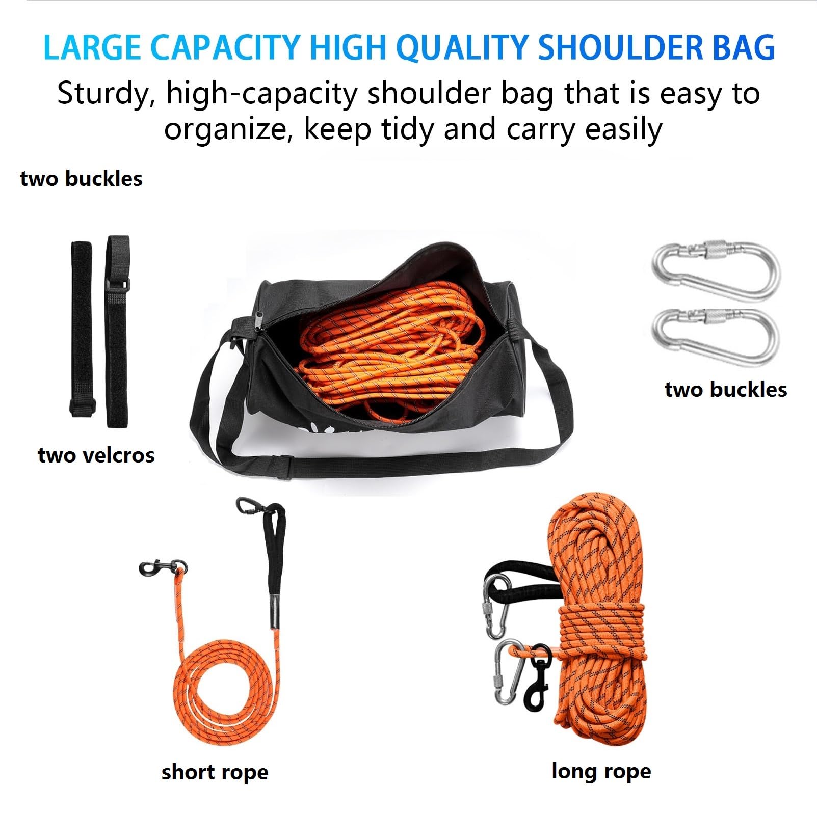 Câble d'attache pour Chien 3 en 1,15M+3M Orange Nylon Réfléchissante Corde Longe système de Trolley Portable Laisse pour Chien Corde pour Cour Camping Parcs en Plein air avec Grande Sac