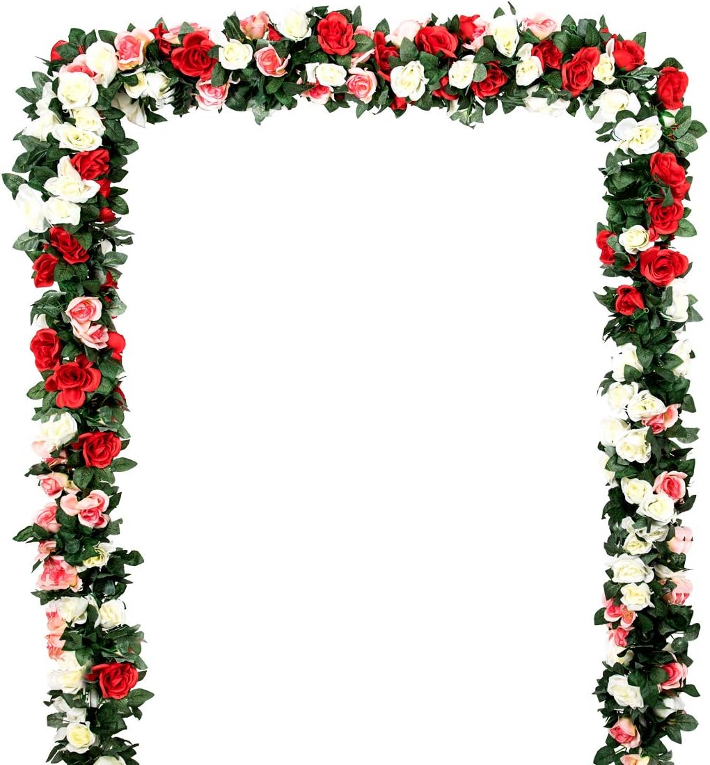 3pcs Artificial Rose Vine Fake Flower Garland Wedding Home Garden Party Decoration