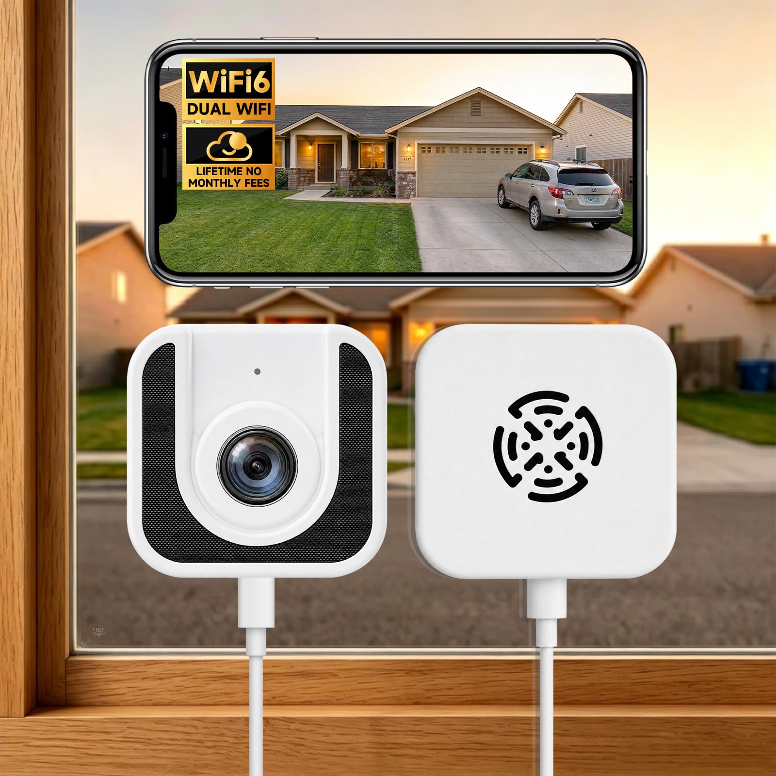 2pcs 3MP Fensterkamera Überwachungskamera Innen 5G/2,4GHz WLAN | Kostenlosem Cloud-Speicherr & 24/7 Aufnahme, Farb-Nachtsicht, KI Bewegungserkennung, Kamera für Haussicherheit/Haustiere