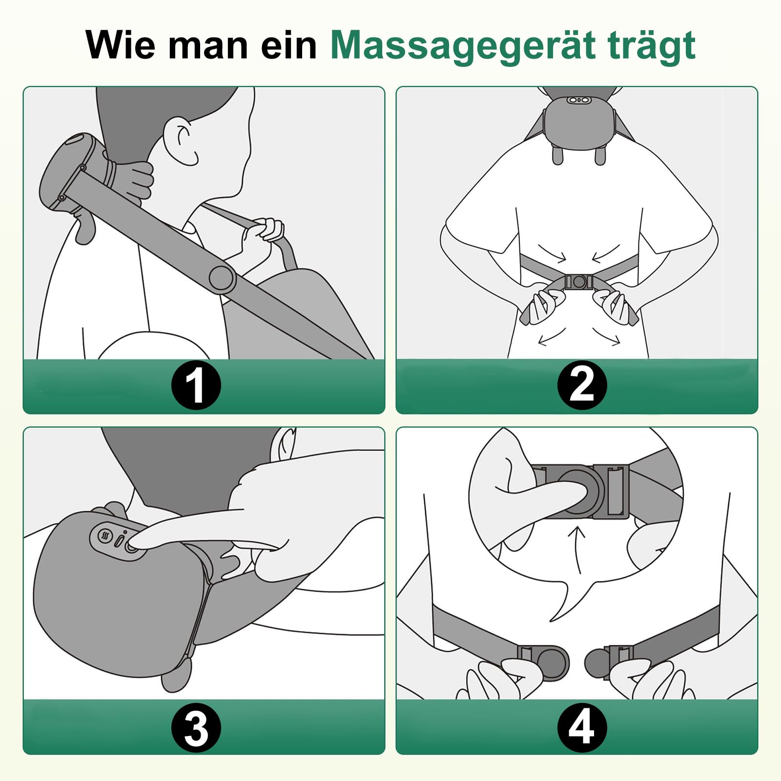 Massagegerät, 4D Nackenmassagegerät mit Wärme, USB Elektrische Schultermassagegerät 3 Modi & 2 Heizstufen, Tragbares Nacken und Schulter Shiatsu Massagegerät für Zuhause, Büro & Reise
