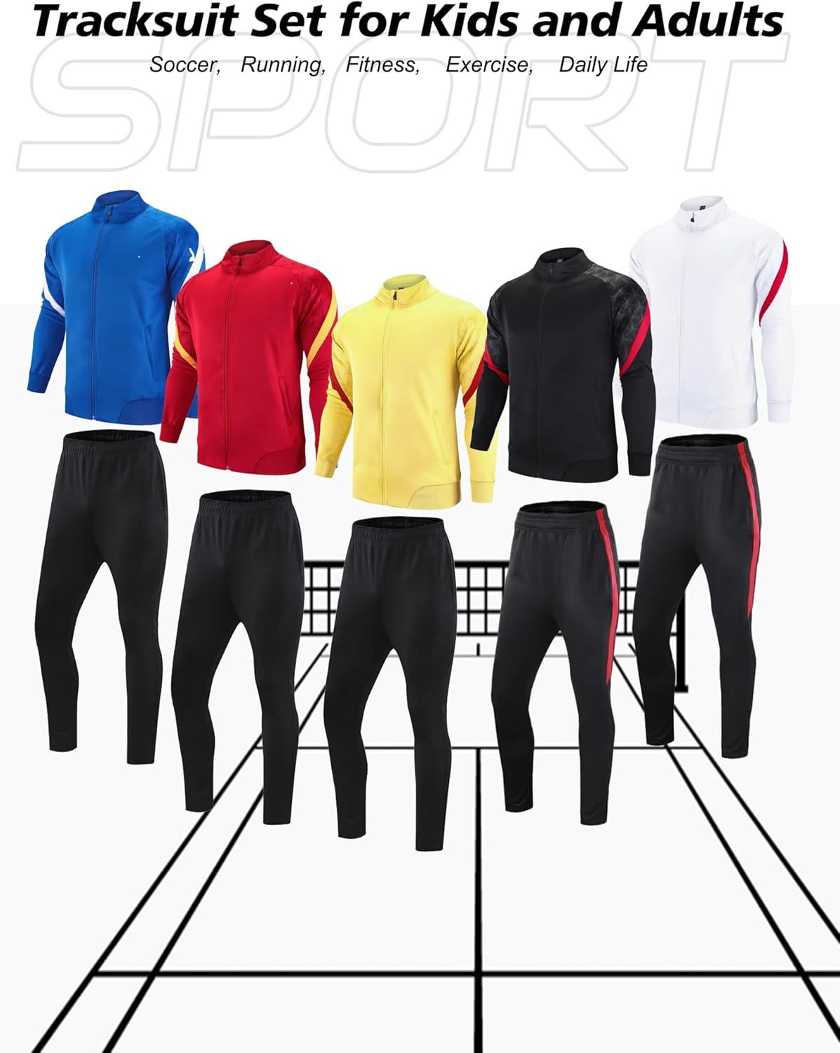 TOMIYO Custom Soccer Track Suits Mens,Personalized Team Name Number Casual Active Tracksuit,Warm Up Track Jacket and Pant