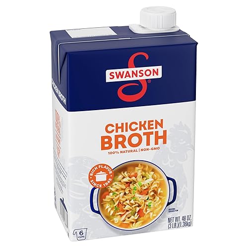 Swanson - Caldo de pollo 100% natural y sin gluten, envase de cartón de 48 onzas