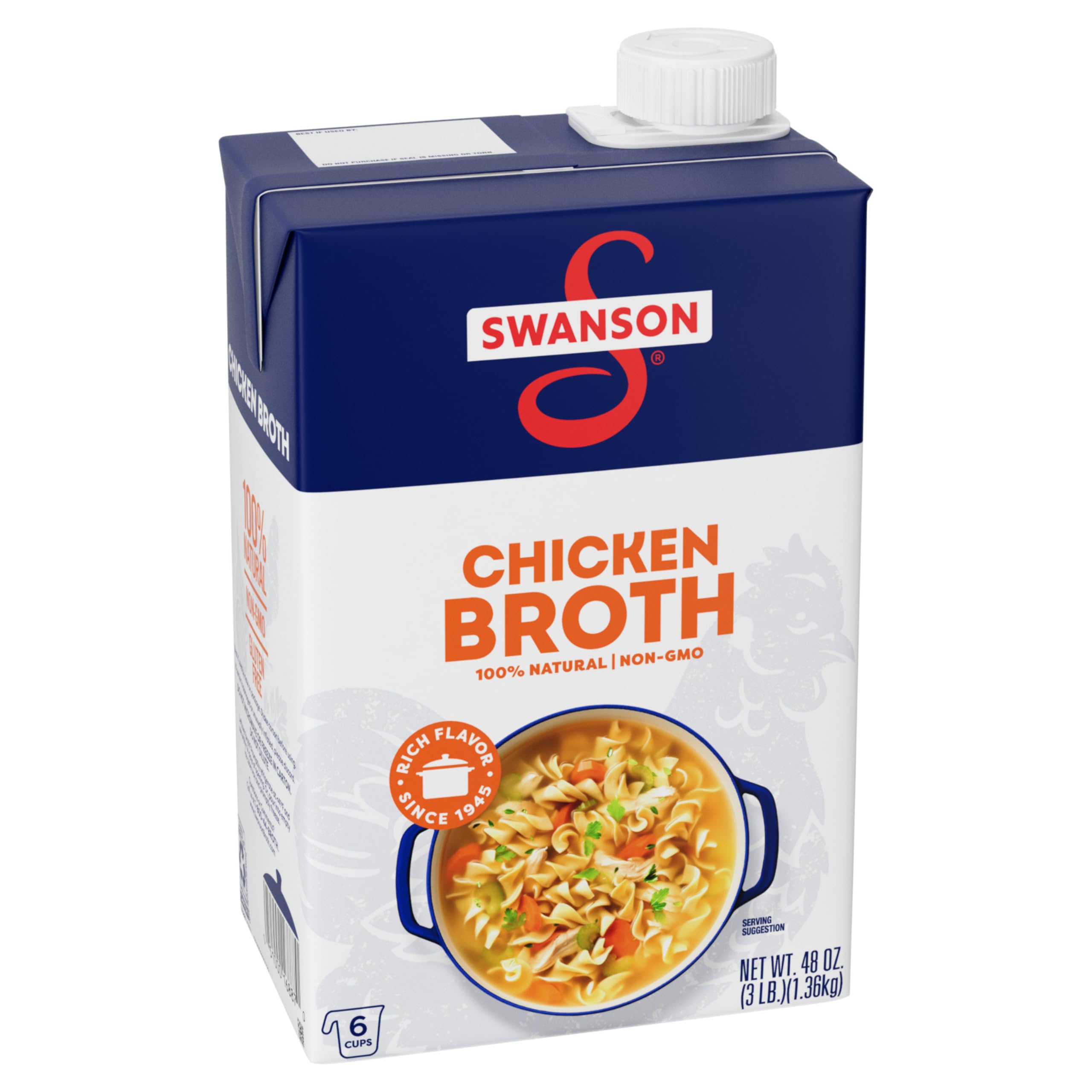 Swanson 100% Natural Chicken Broth, 48 oz Carton