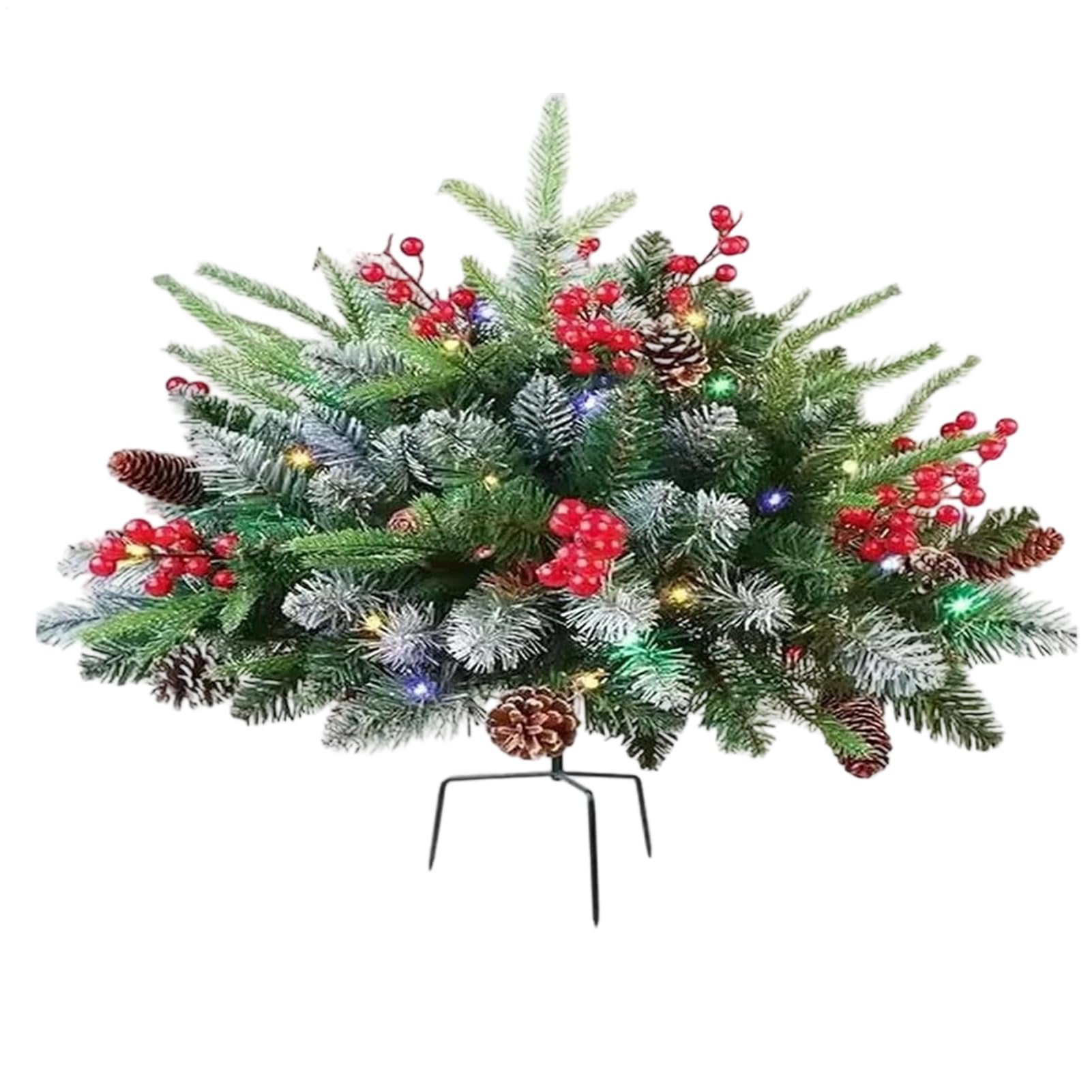 Preiluminado Relleno de Urna Navideño Árbol de Navidad Exterior con 60 | Decoración con 8 Modos y Temporizador Para Jardín Chimenea Maceta Entrada