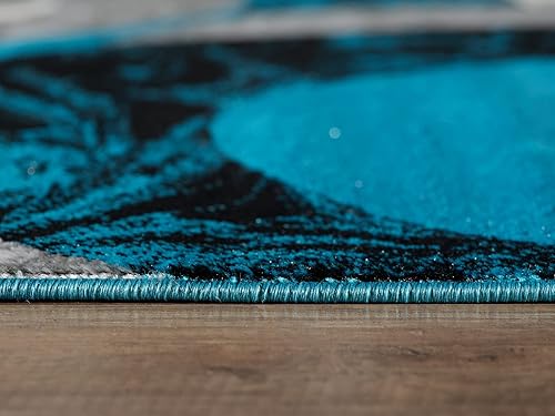 Miniatura 4 de Yafa Home Fashion Alfombra moderna y contemporánea con diseño de remolinos, lujosa, elegante y moderna (turquesa, 2 pies x 3 pies)