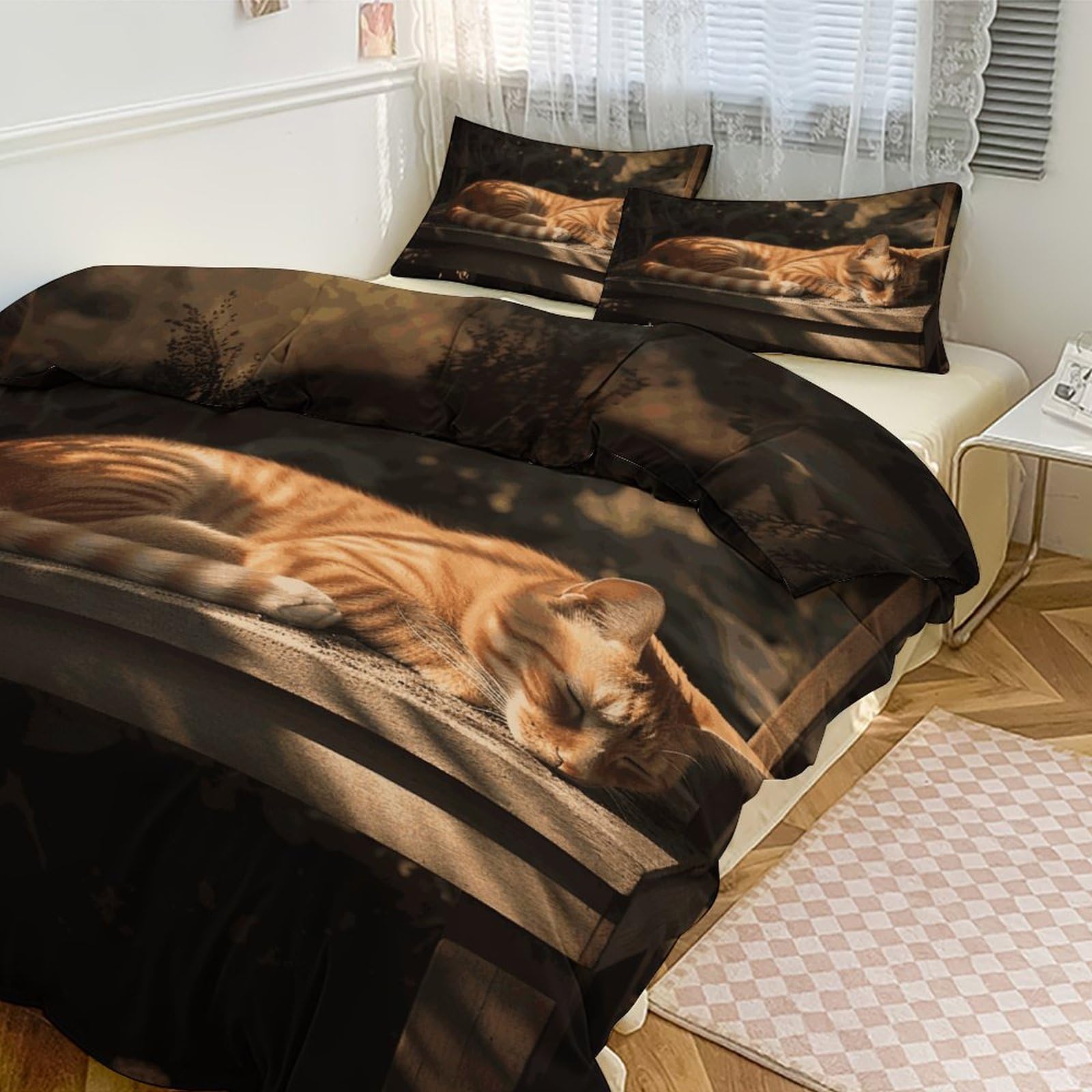 Couette pour grand lit motif chat parure de lit cosy pour hôtel