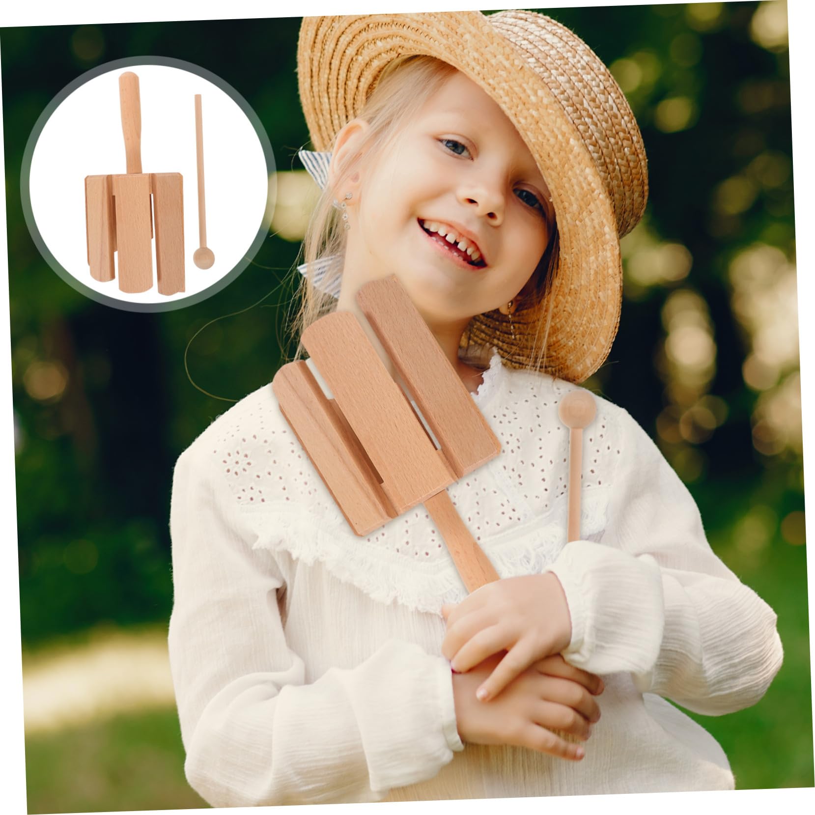 Instrumento Musical Infantil Orff de Madera Beige, 2 Piezas