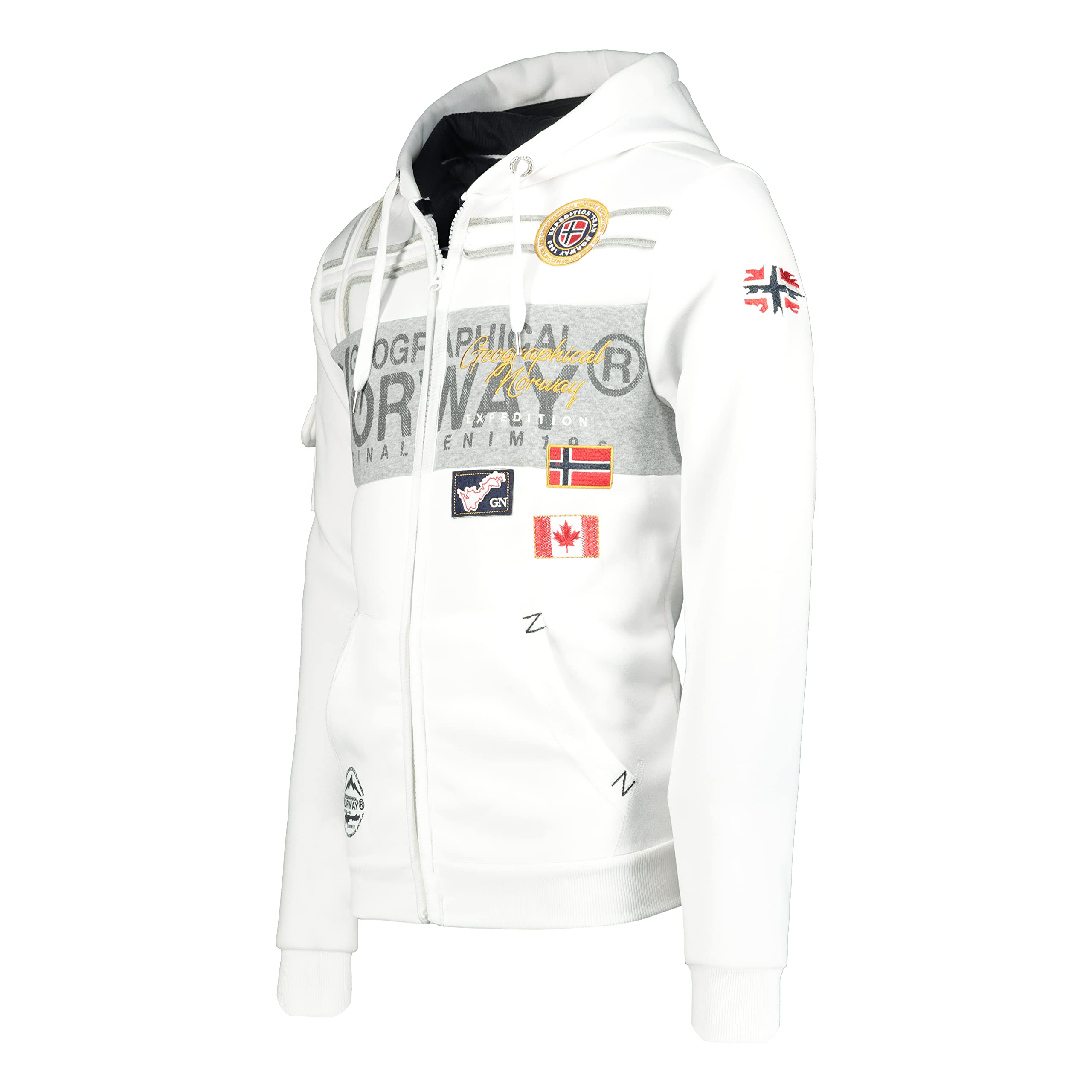 Geographical Norway GARADOCK Men - Felpa con Zip da Uomo - Felpa in Cotone da Uomo - Felpa con Cappuccio Giacca A Manica Lunga - Felpa con Cappuccio Sport Casual Tasche Tessuto Traspirante
