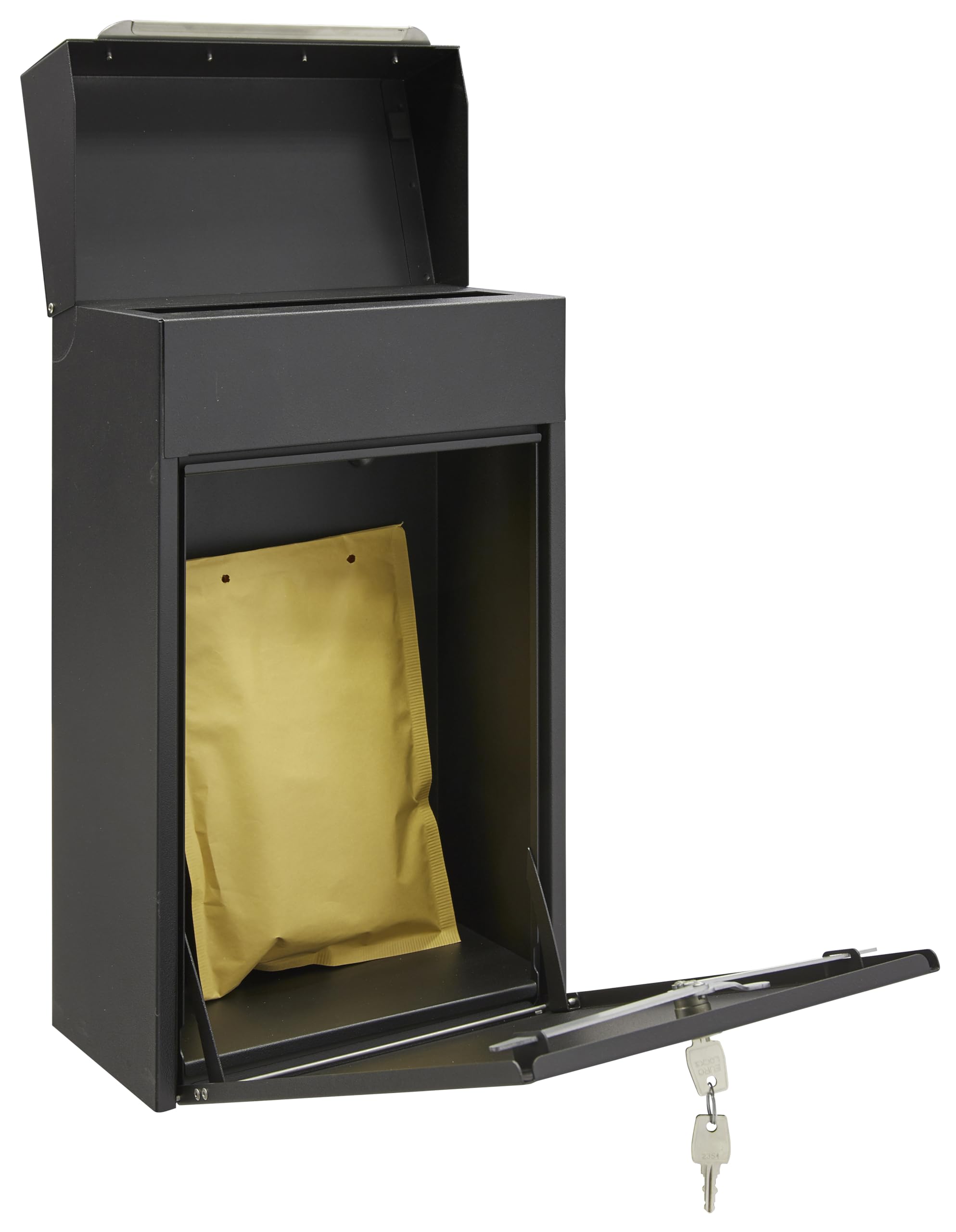 ARREGUI Bigen EP1004 Buzón Individual de Acero para Correo y Paquetería Pequeña | Buzón para Paquetes Flexibles | 46 x 28,5 x 16 cm | Negro