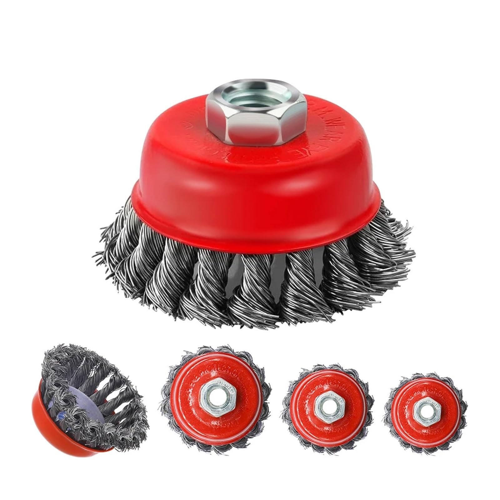 Spazzola Conflex con ruota metallica, Spazzola a tazza con ruota metallica M10 M14 Ruota in filo di acciaio intrecciato Strumento rotante for la rimozione della vernice(M14 6inch)