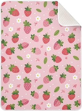 Daisy and Strawberry Baby Blanket Cotton Cozy Throw Blanket Warm Nursery Swaddle Receiving Toddler Blankets 30" x 40