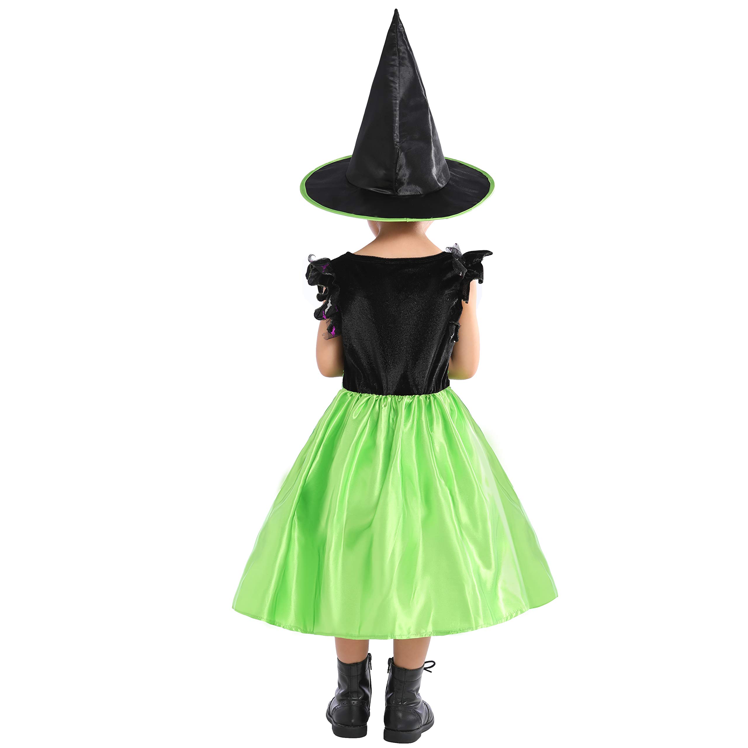 Sincere Party Ragazze Halloween Strega Costume, Deluxe Adorabile Neon Colorato Strega Travestimento con Cappello
