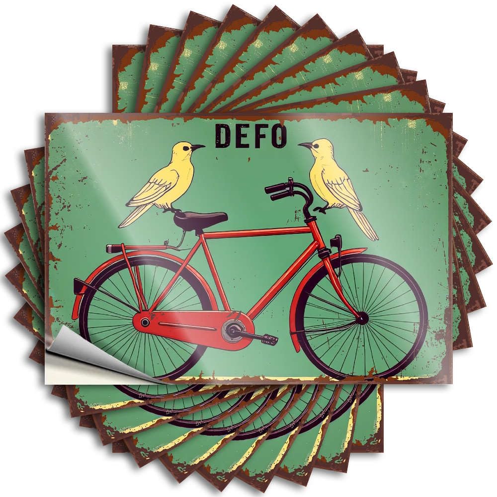 Two Yellow Birds On A Red Bicycle. Stickers Roll | Half Helmet Removable Decal Pack(6X9CM)