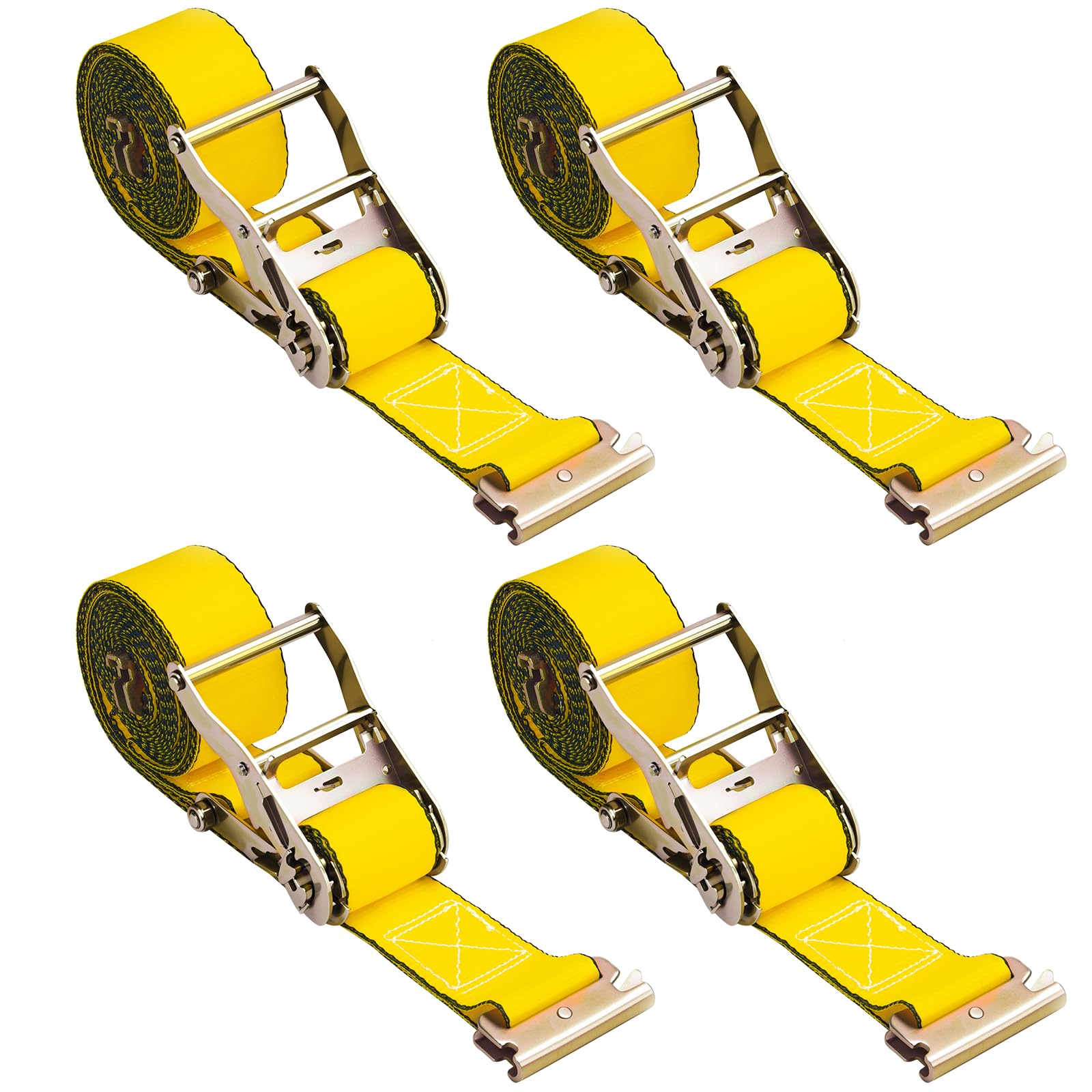 E Track Straps 2" x 16', E Track Ratchet Straps 4400 LBS Box Truck Straps for Semi Trailers, Vans, Load (4 Pack)