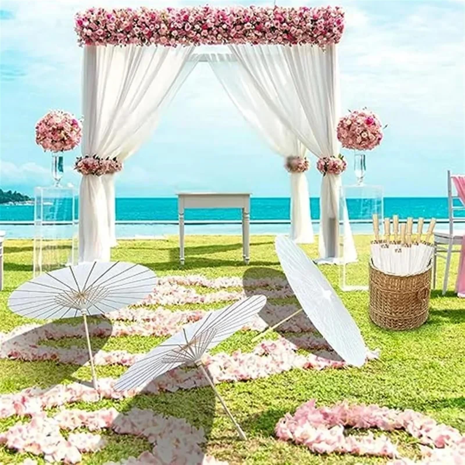 Papiersonnenschirm for Hochzeiten, 60/80 cm, chinesische Papierschirme, rustikaler weißer Schirm, Fotografie-Requisiten for Partys(60cm,6pcs)