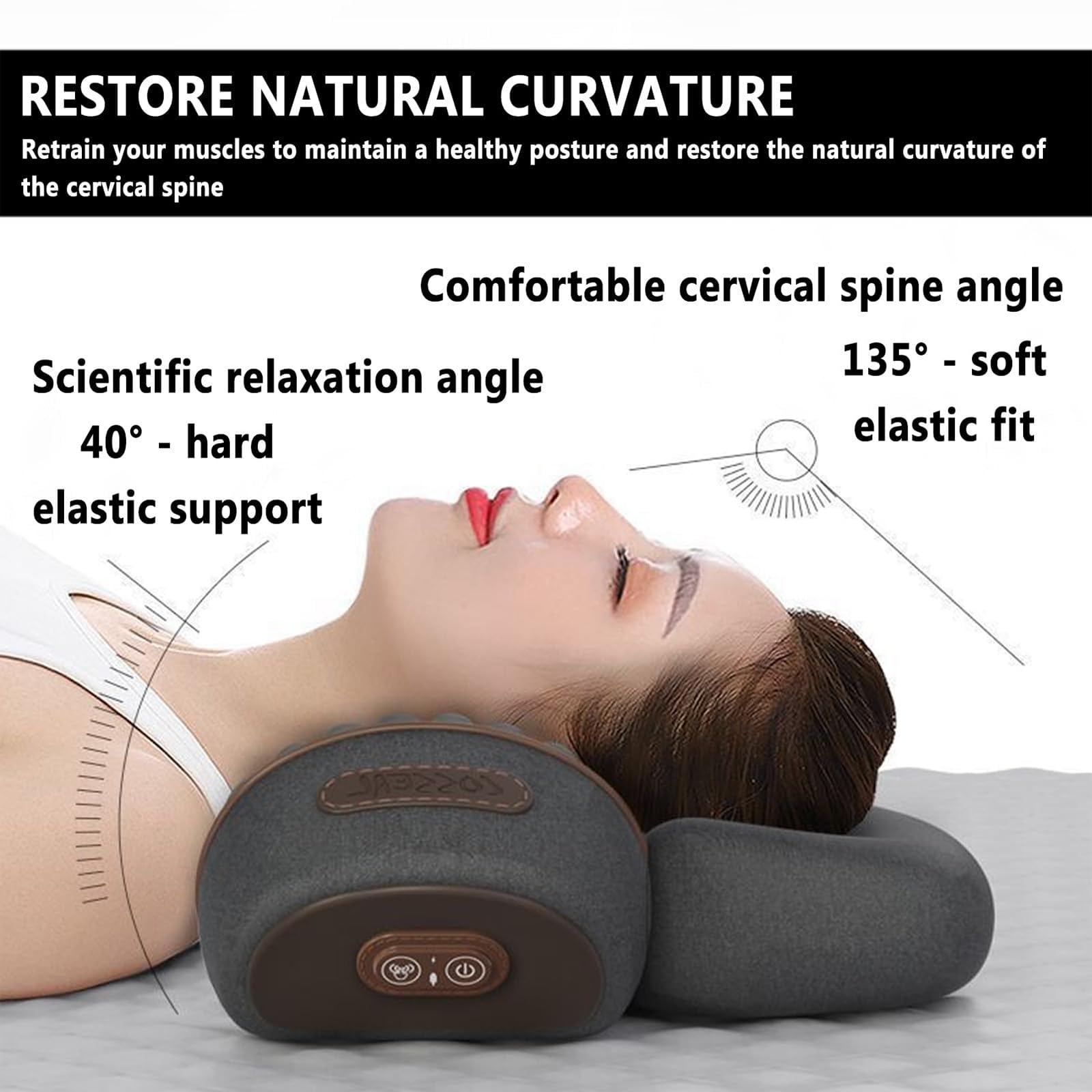 Fisiorest - Massaggiatore 3 in 1 per il Collo Artuvate Cervicale, Massaggio Profondo e Rilassamento, con Calore, con Trazione per Aiutare a Dormire (Grigio, 1PCS)